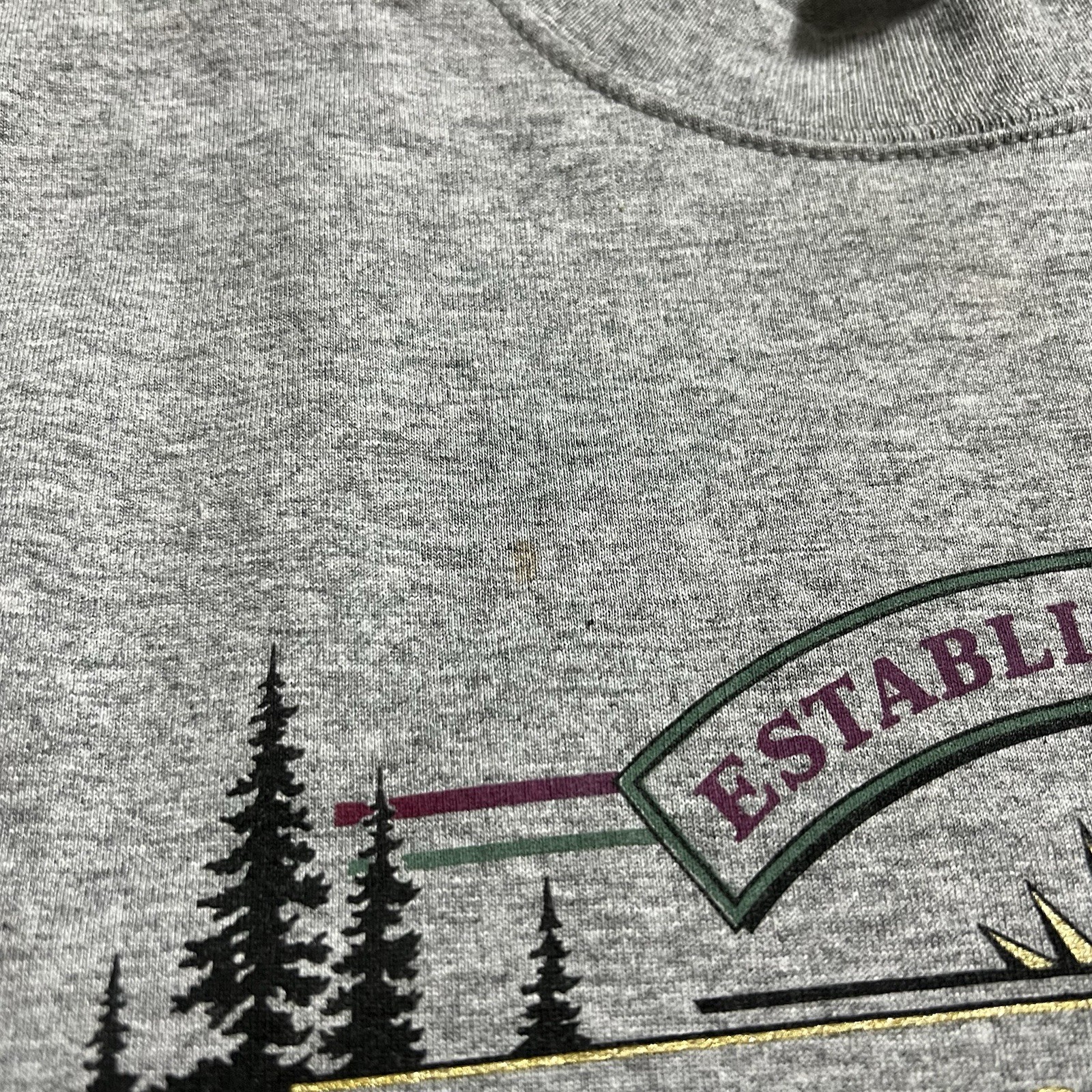 Vintage 90s Jerzees Yellowstone Mountains Graphic Tee T-Shirt VTG Mens L Large