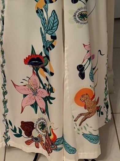 Cream Tropical and Exotic Animals Print 2-Piece Matching Set-Size L