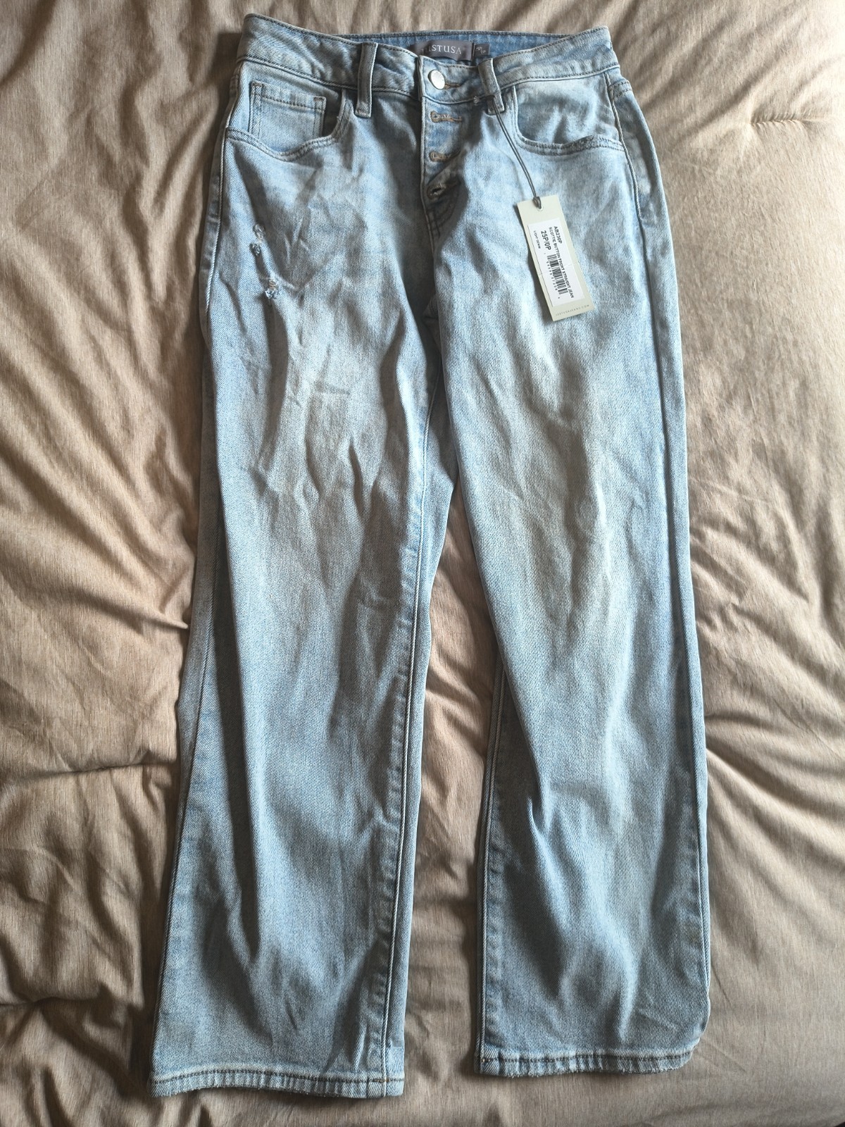Just USA Scottie Button Fly Straight Jeans Petite 25P 0P Light Wash NWT AB230P