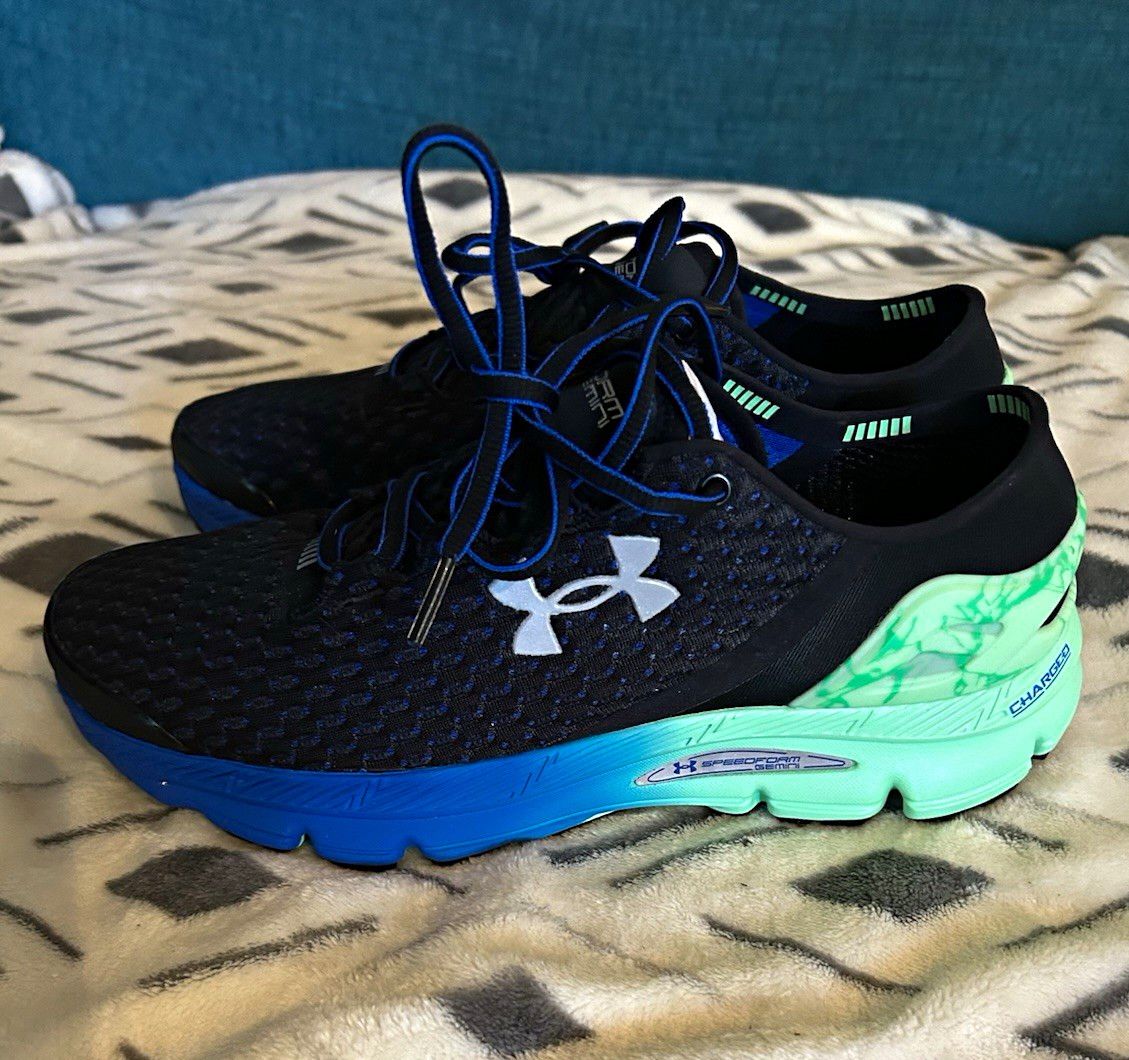 Under Armour Speedform Gemini Men’s Black/Blue/Green Low Top Lace Up Sneakers