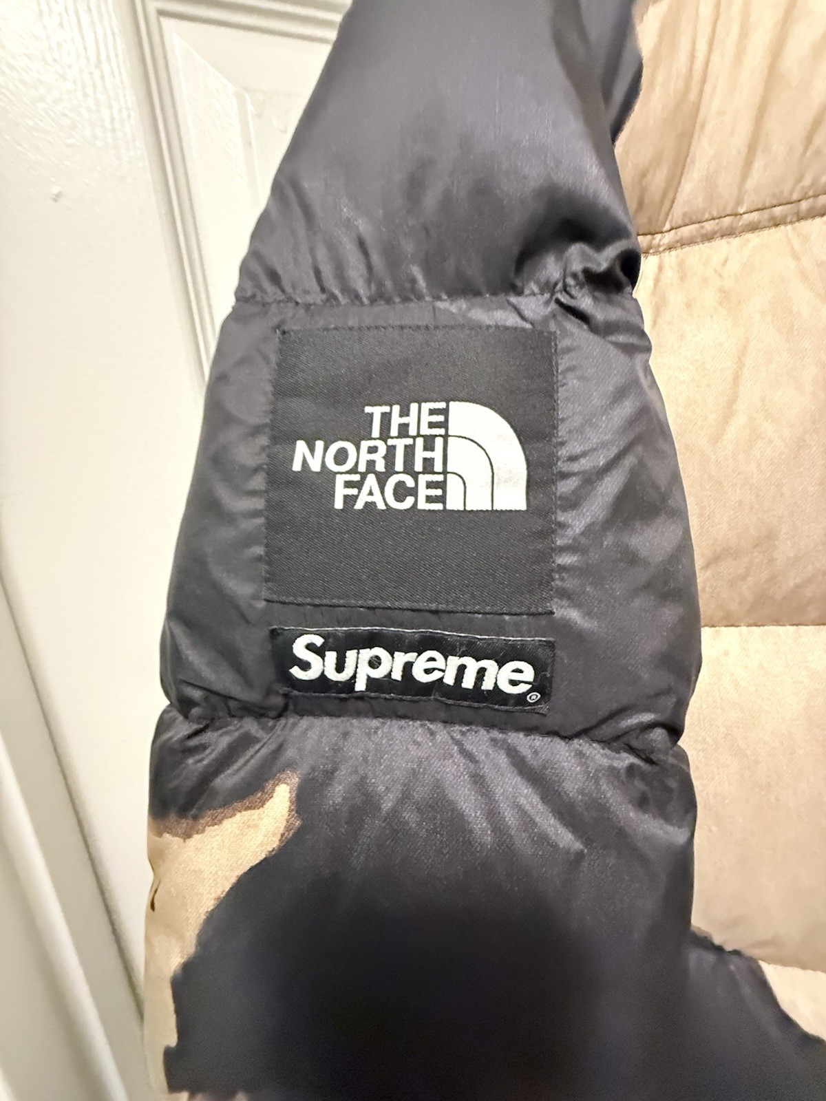 Supreme The North Face bleached denim print Nuptse Puffer
