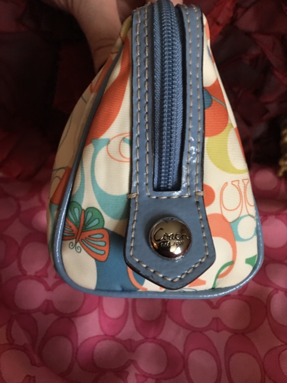 Coach Ashley CC monogram Multicolored make up/larger phone pouch. Barely used