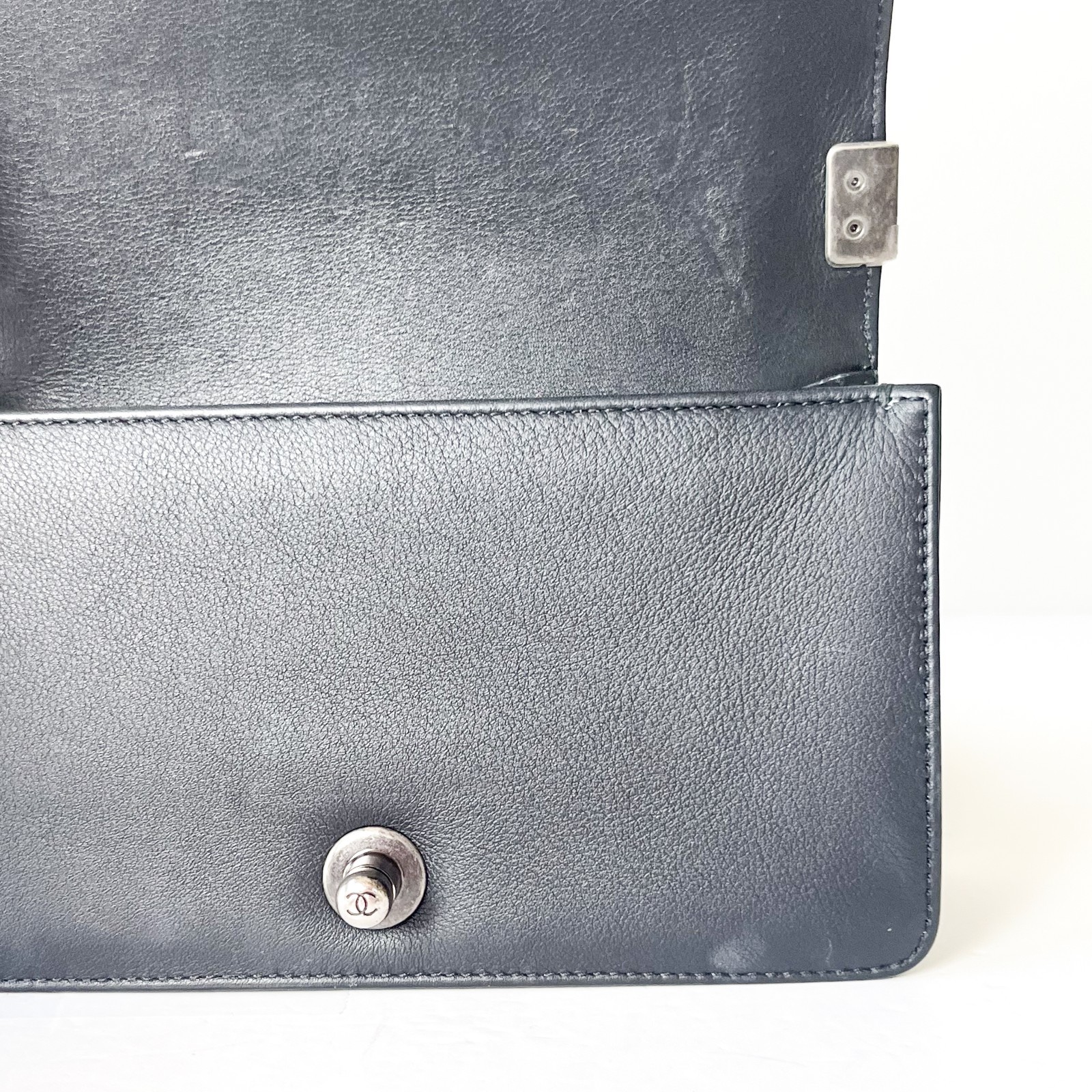 Chanel Black Leather & Lizard Inlay Boy Flap Bag