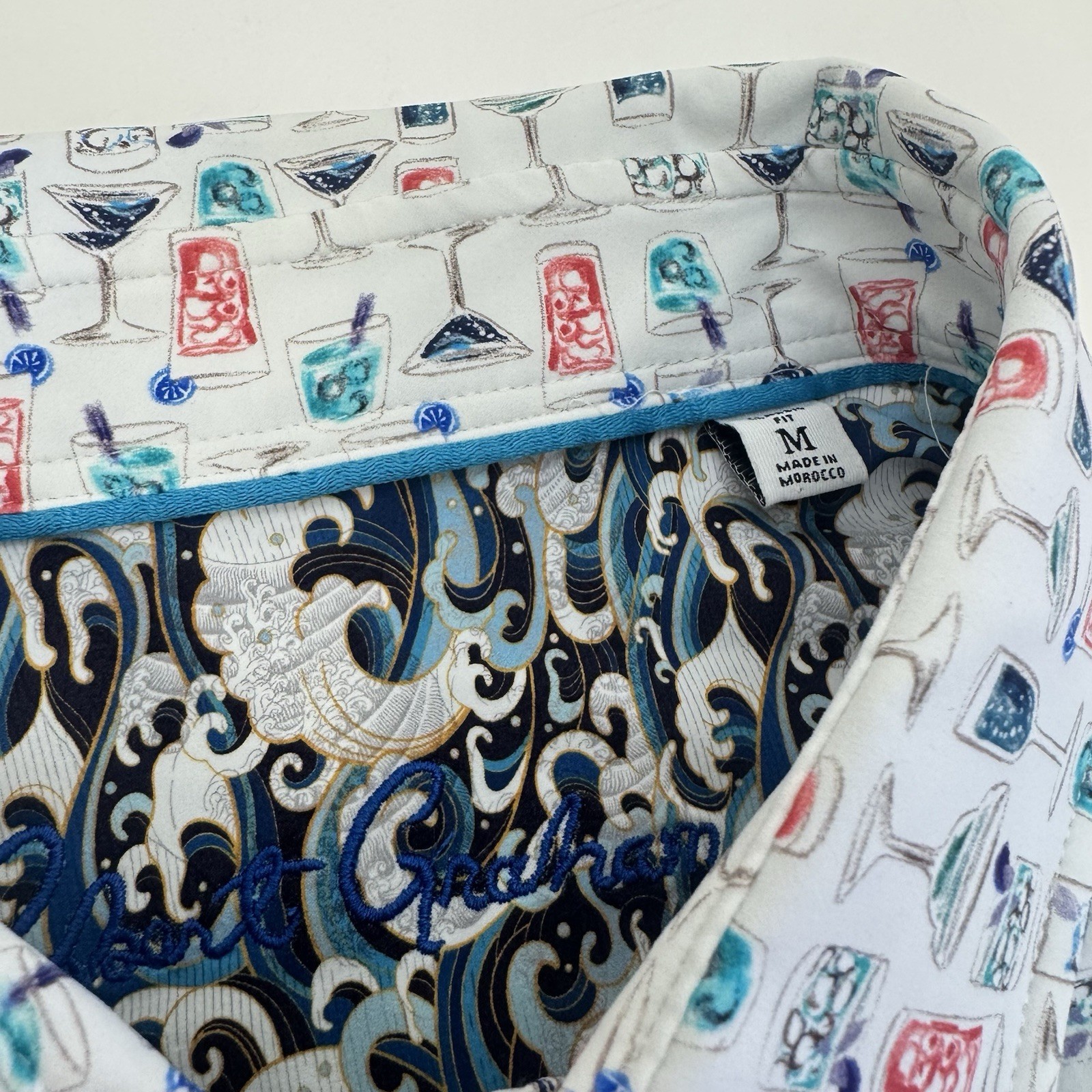 NWT Robert Graham MIX N MATCH Cocktail Martini Print Button Shirt White MED $178