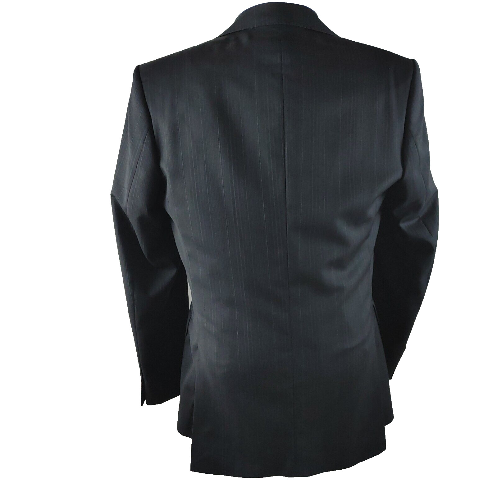 Limehaus 40R Wool 2 Button Charcoal Black Pinstripe Stitched Lapel Suit Blazer