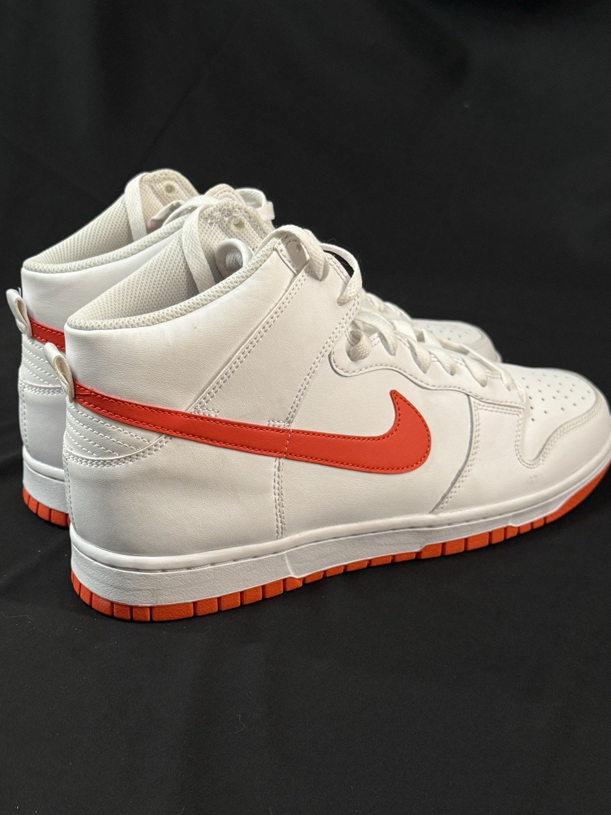 Nike Dunk High Men’s Leather High-Top Lace-Up Sneakers White/Red-Orange