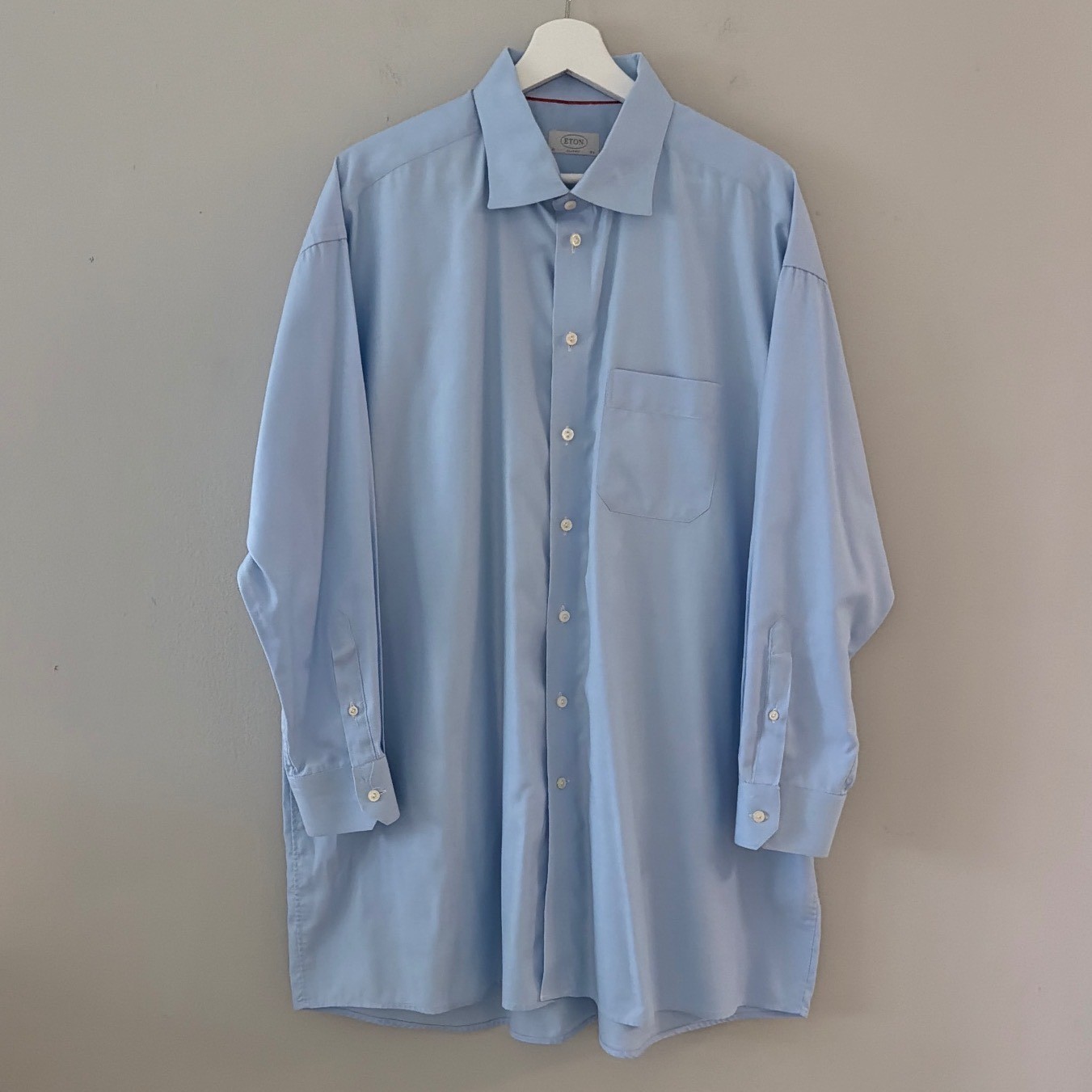 Eton Classic Fit Light Blue Cotton Dress Shirt 18.5 47 Made in Romania