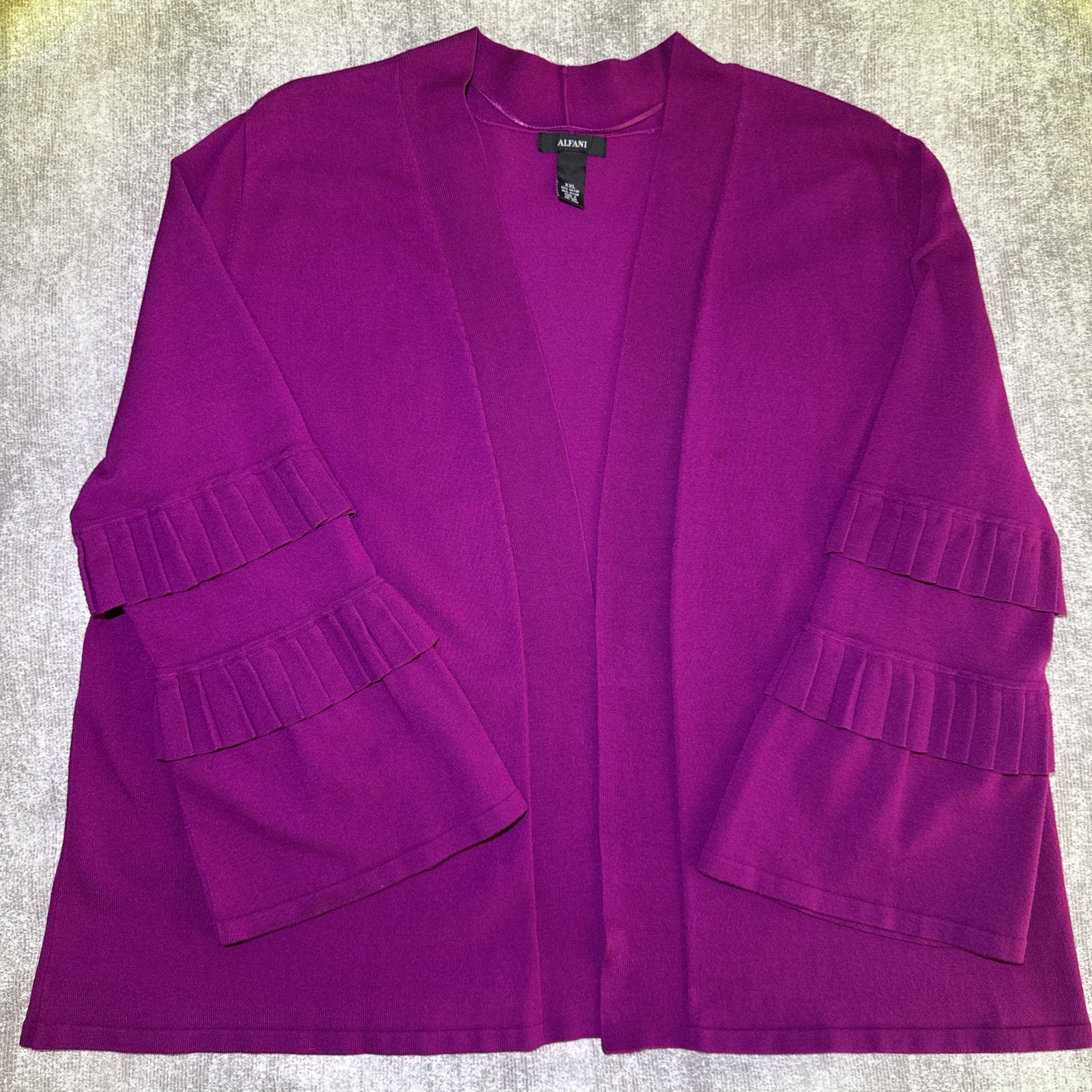 Alfani Womens Double-Pleated Long Sleeve Cardigan Sweater Fushia Pink XX-Large