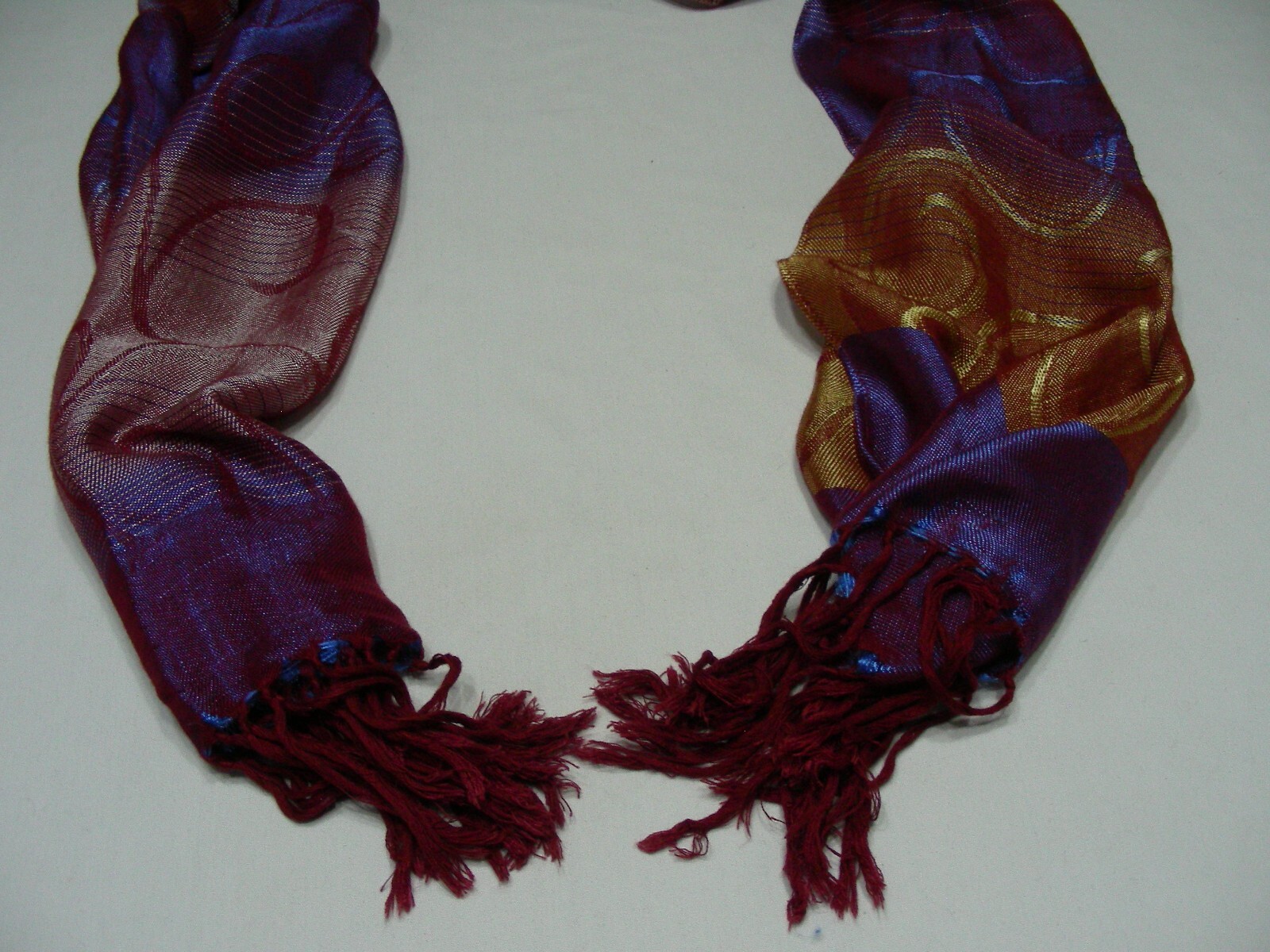 Beautifully Patterned – Red/Blue/Purple/Gold – 25″ x 66″ Scarf!