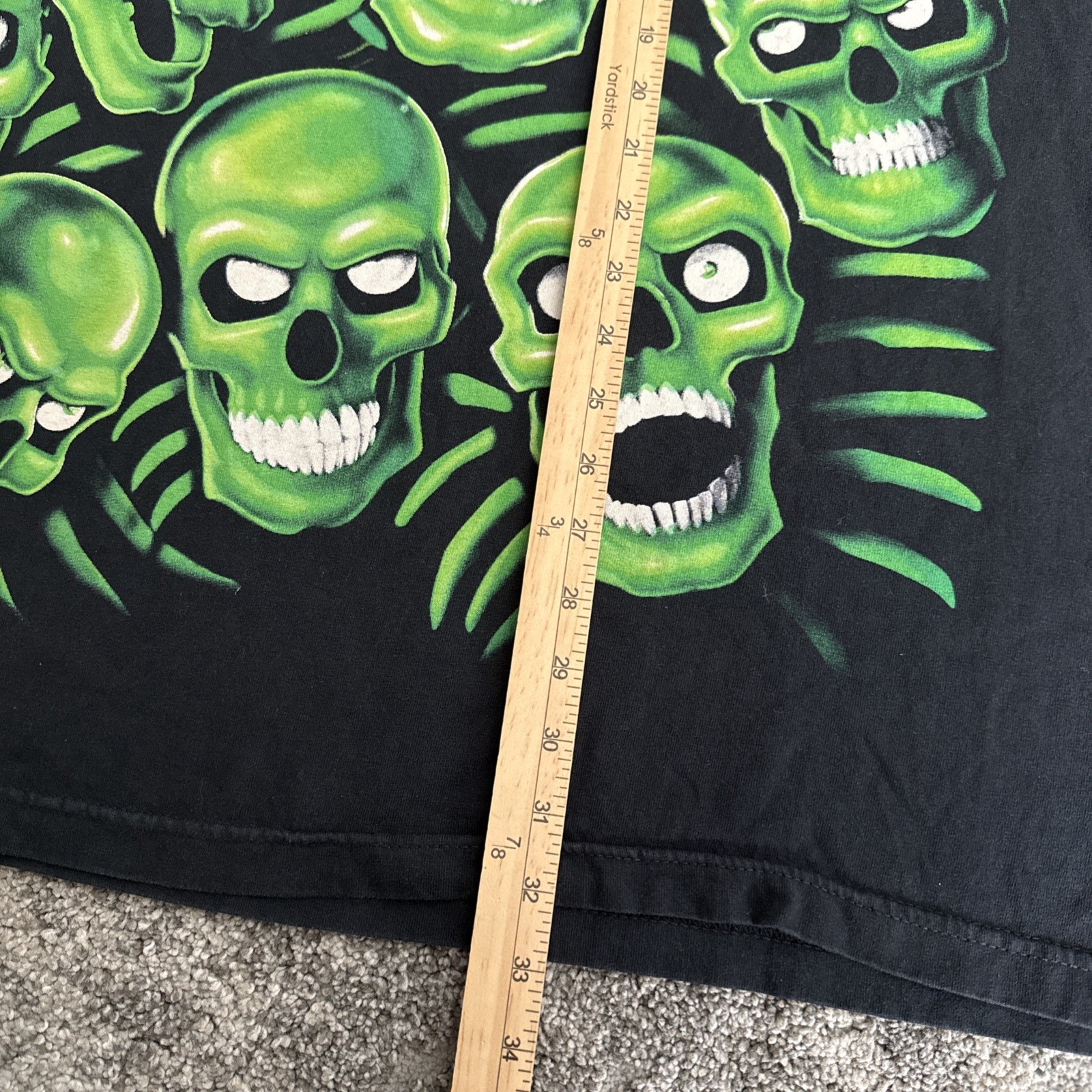 Liquid Blue All Over Green Skull Print Shirt 4XL Vintage 2001 Juicy J Authentic