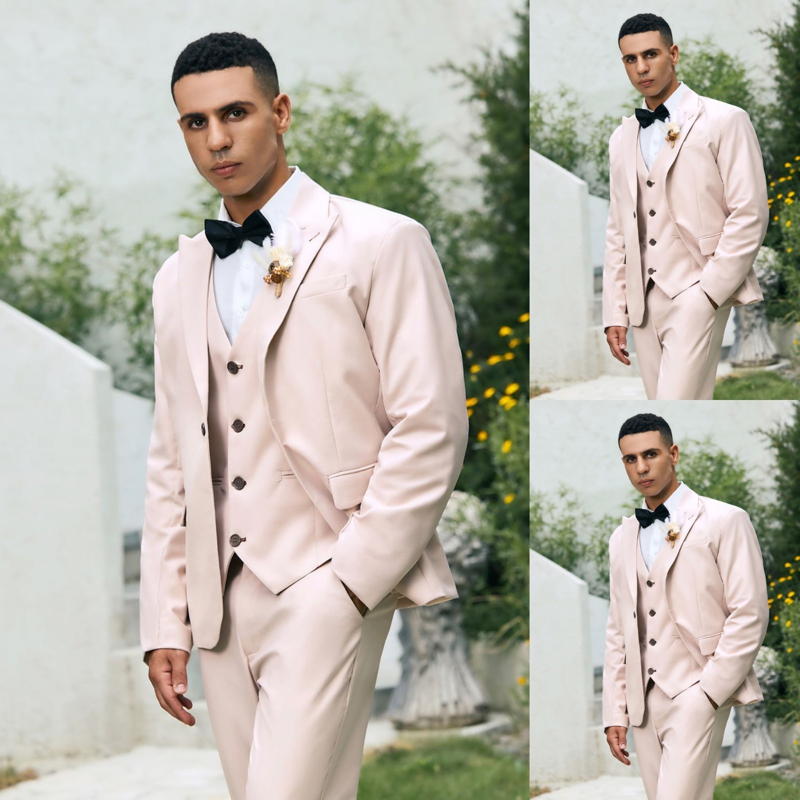 Beige Men’s Suits Business Formal Workwear Jacket Peak Lapel Dinner Party Coat