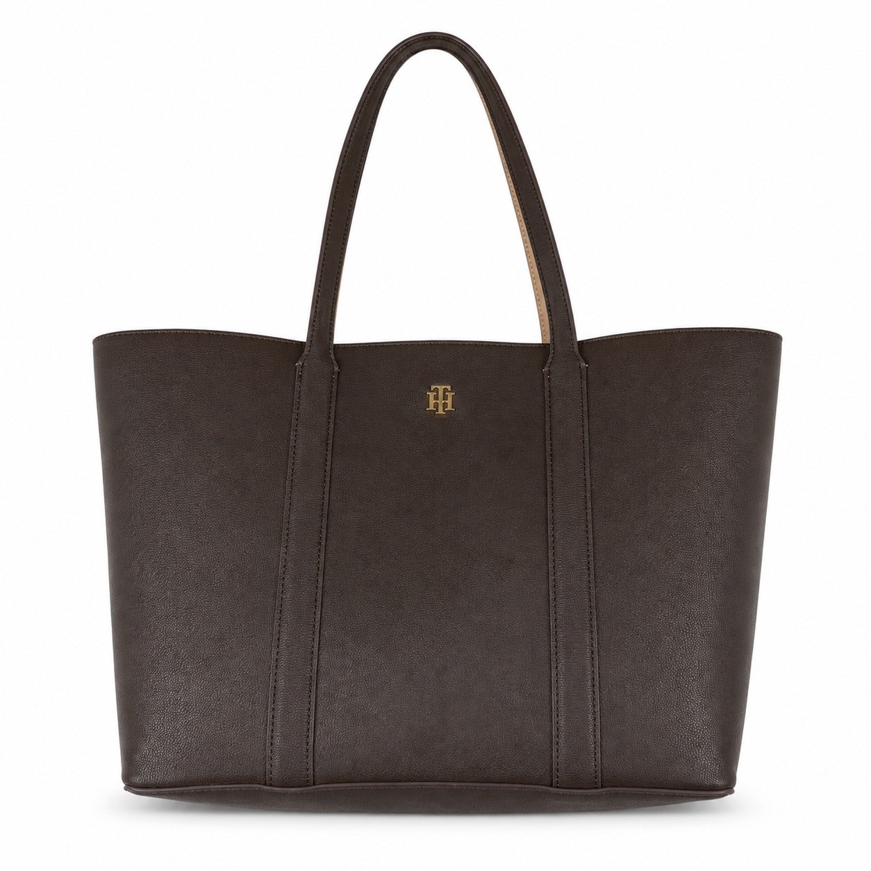 Tommy Hilfiger Womens Dark Brown Faux Leather Tote Bag XW08381 974 0HR