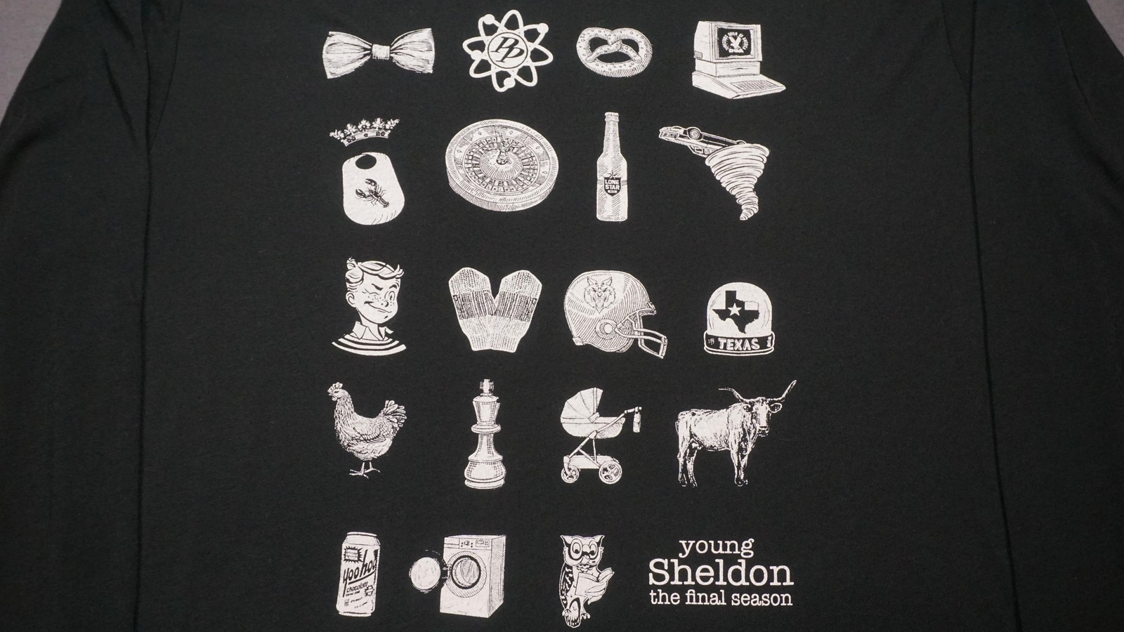 Young Sheldon Final Season Shirt Mens Large Black Long Sleeve Crew Promo Tee
