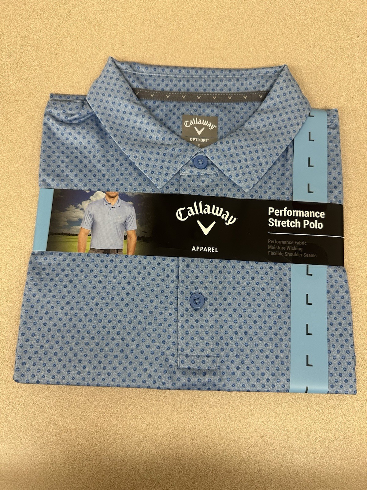 Callaway Men’s Opti Dri Moisture Wicking Performance Golf Polo Size L blue