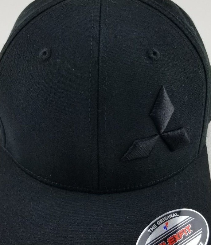 Mitsubishi hat, FlexFit hat, FlexFit cap, custom, fitted hat, 3d embroidery, hat