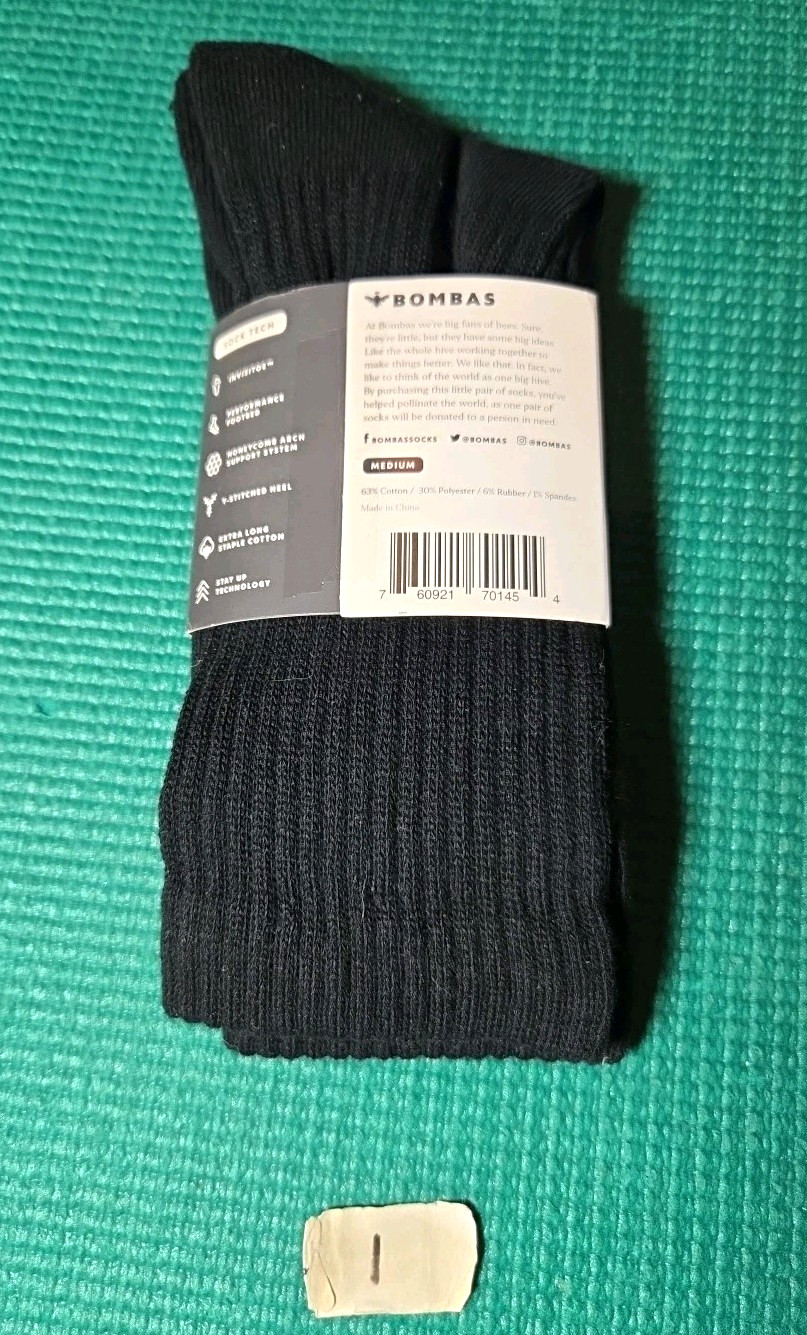 YOUR CHOICE Adults Sz Medium Black, Gray Midweight Calf/Crew Sock OR Merino Wool