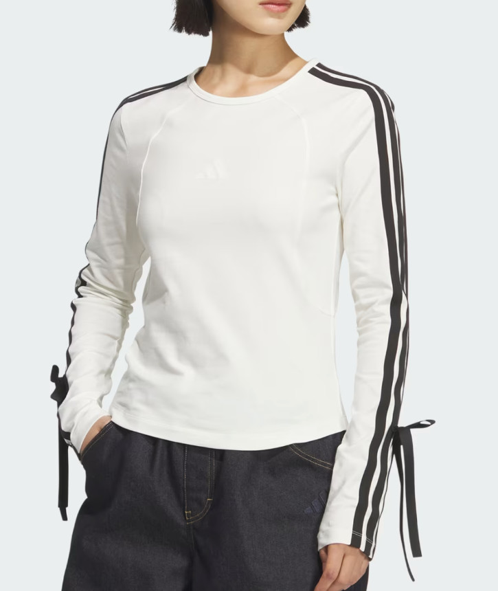adidas 3S Ribbon Long Sleeve Tee Women’s Sportswear Casual Top AsiaFit KG3861