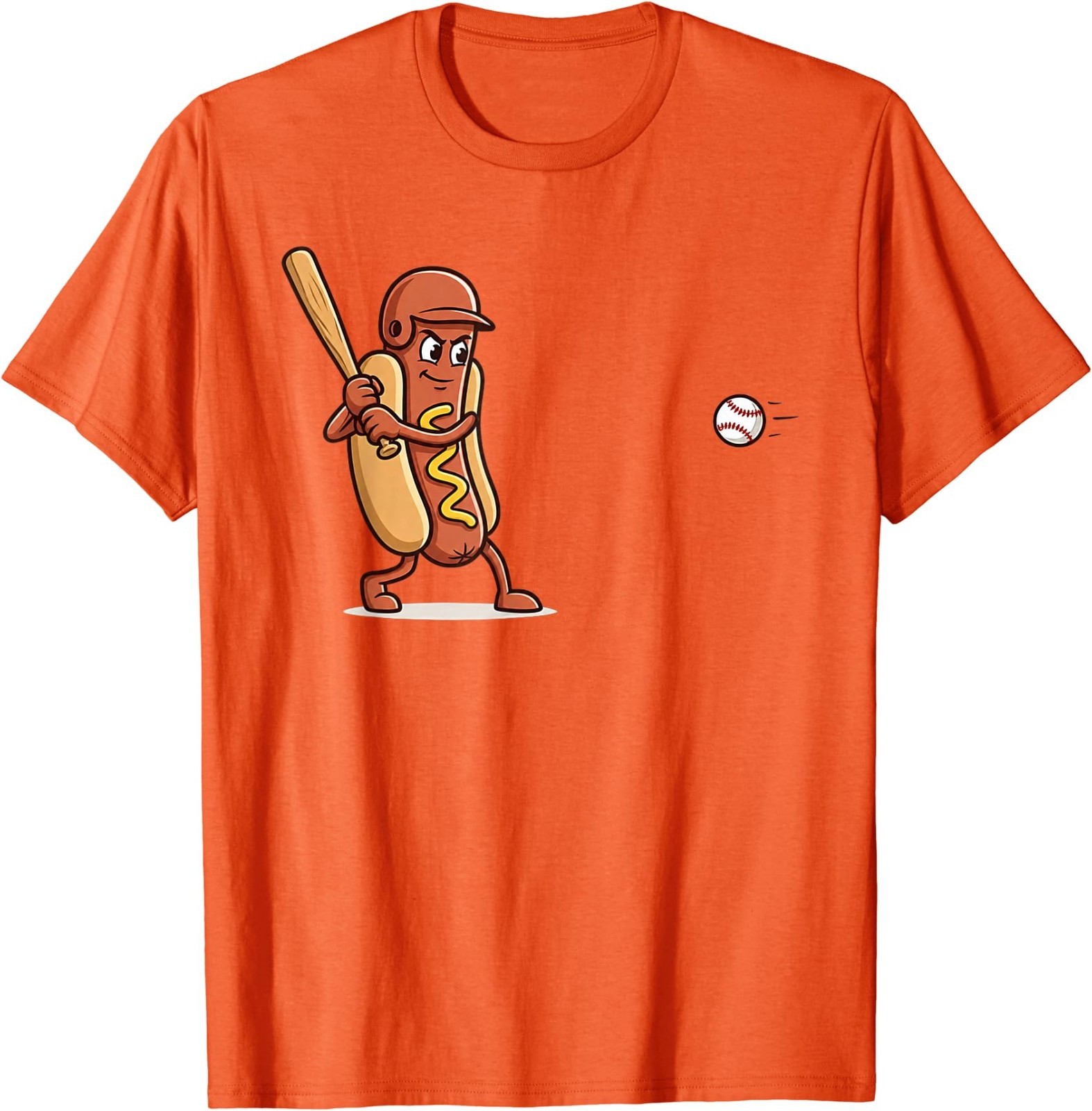 Dingers and Dogs Funny Hotdog Baseball Player Cartoon Sports T-Shirt