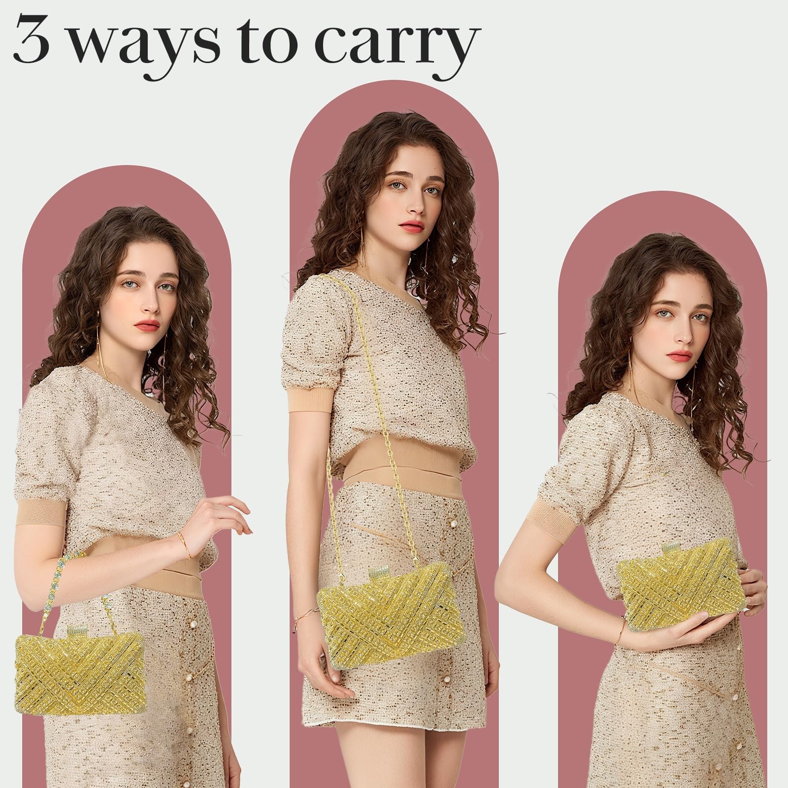 Elegant Rhinestone Clutch Purse for Women, Sparkly Evening Bag for Parties