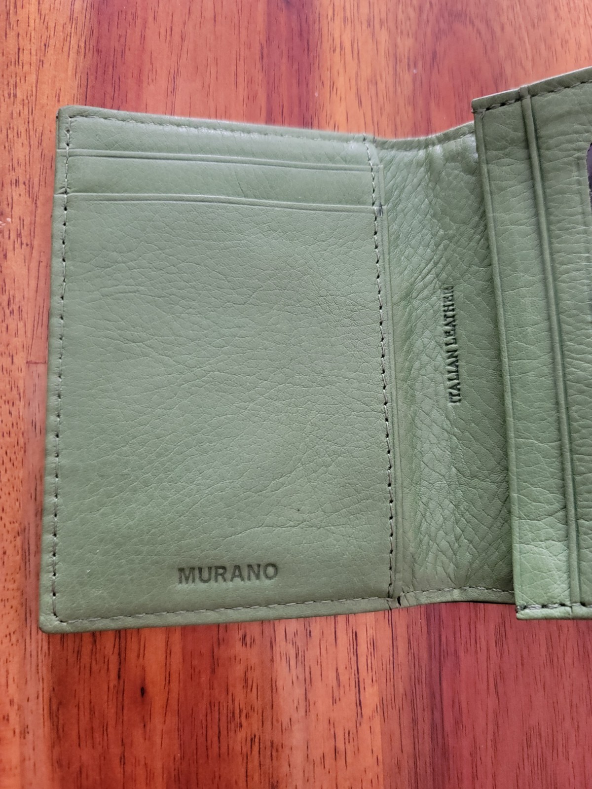 Murano Green/Black Slim, Bifold Leather Wallet for Men, ID Window, Card Slots