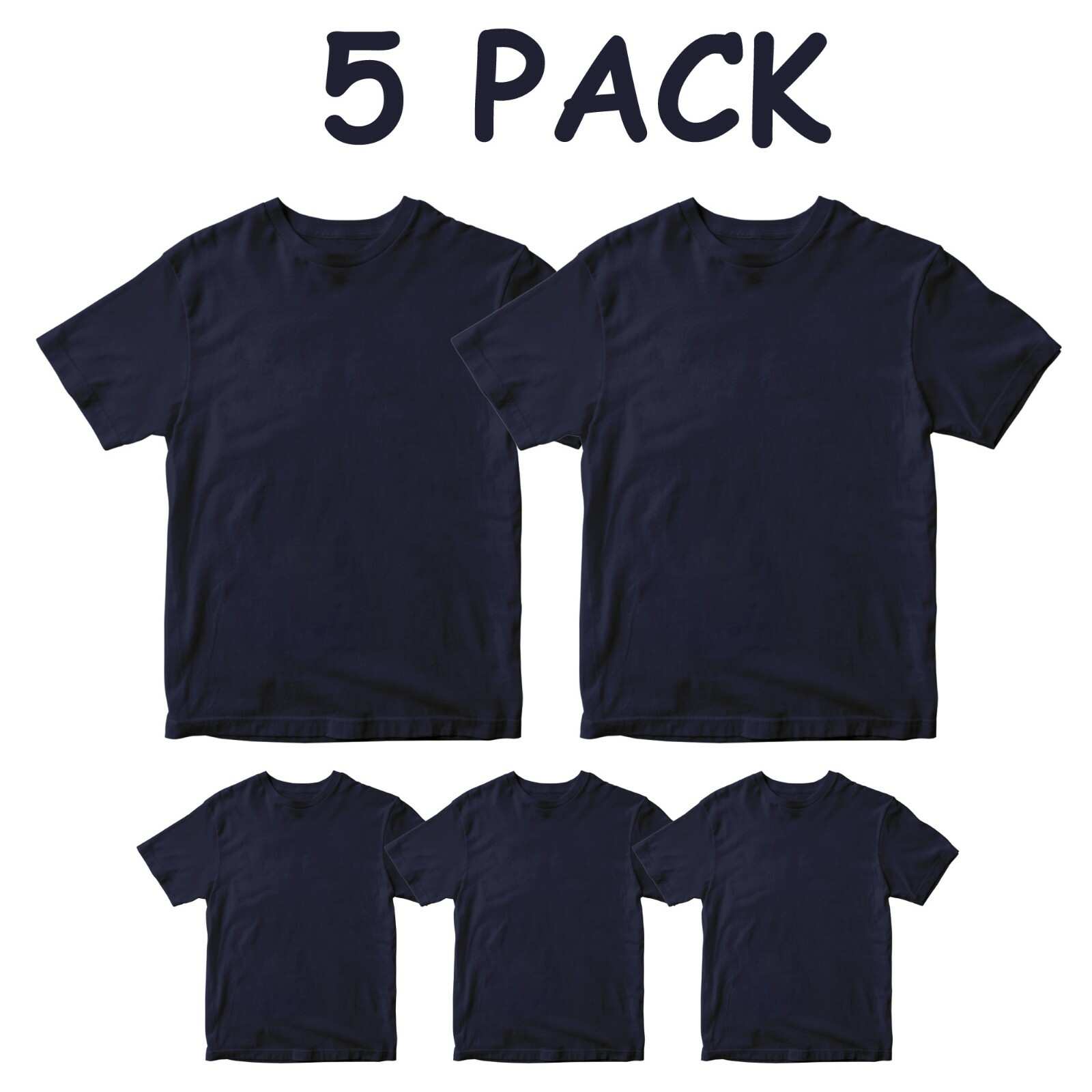 5 pack Plain T-shirt Unisex Premium Cotton Crew Neck Round t-shirt Gifts Top