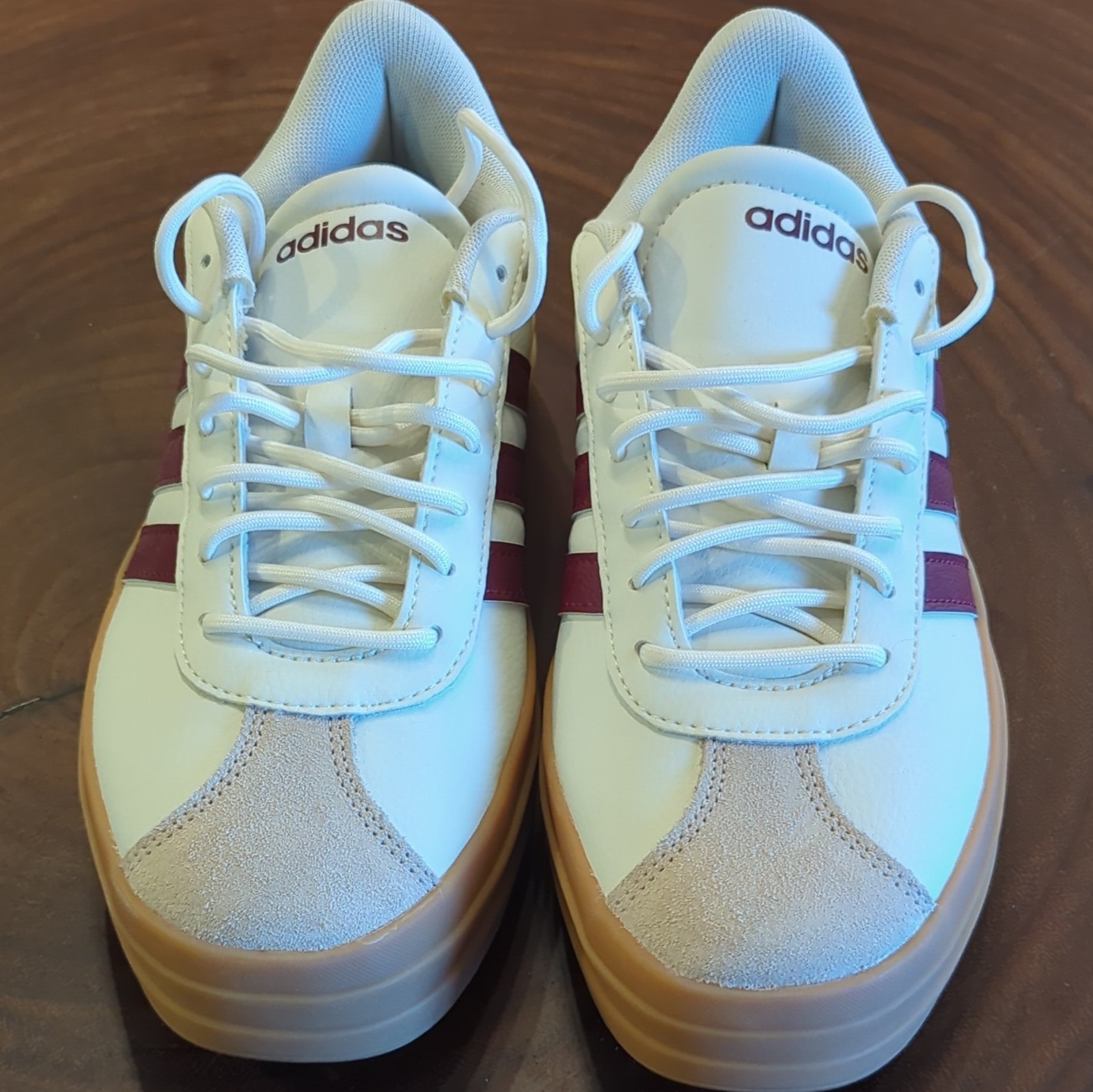 adidas Grand Court Women’s Low Platform Sneakers White/Burgundy Gum Size 8