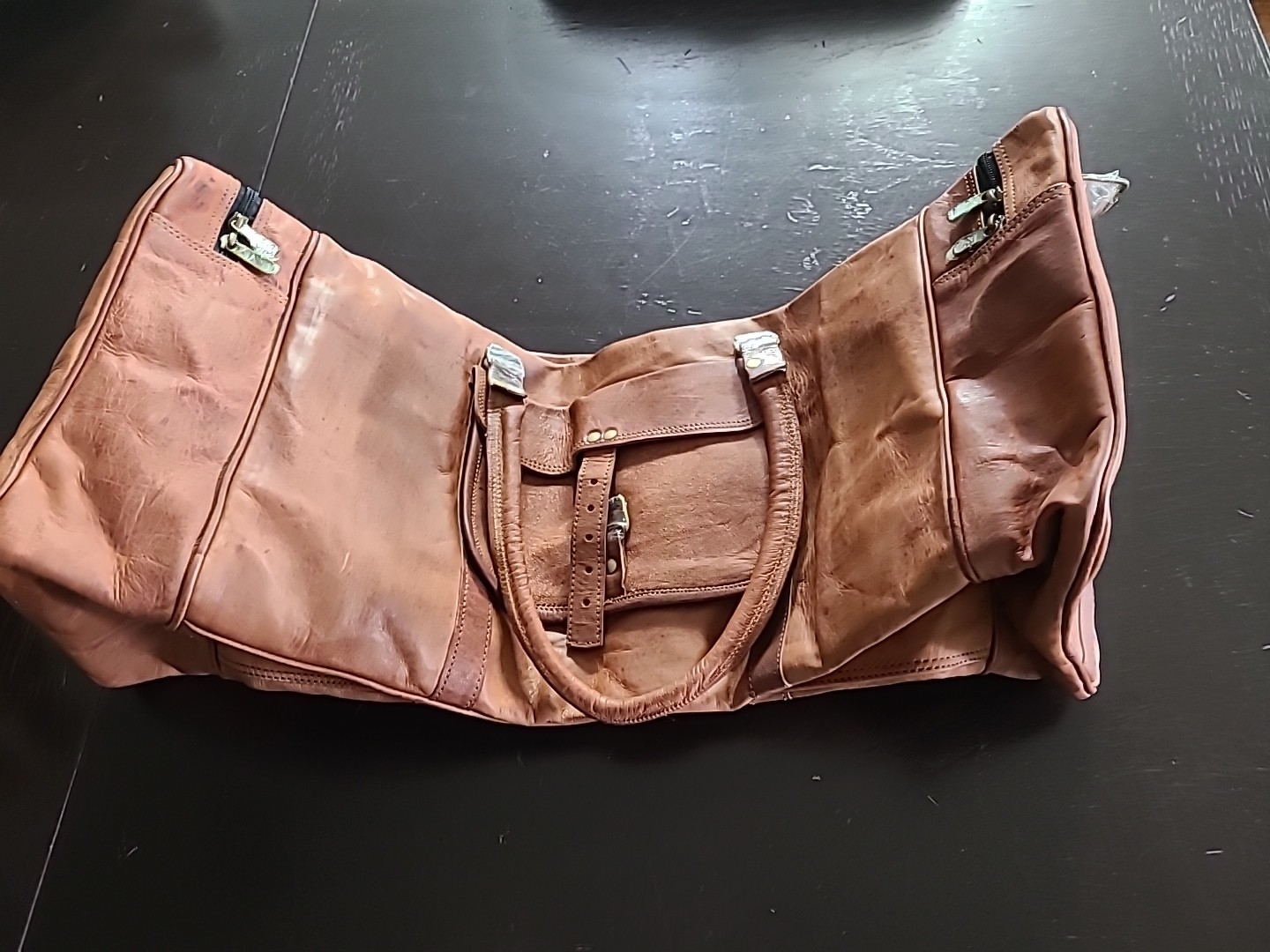 28-Inch Large Leather Duffel Bag – Travel, Gym, Sports, Overnight & Weekend Bag