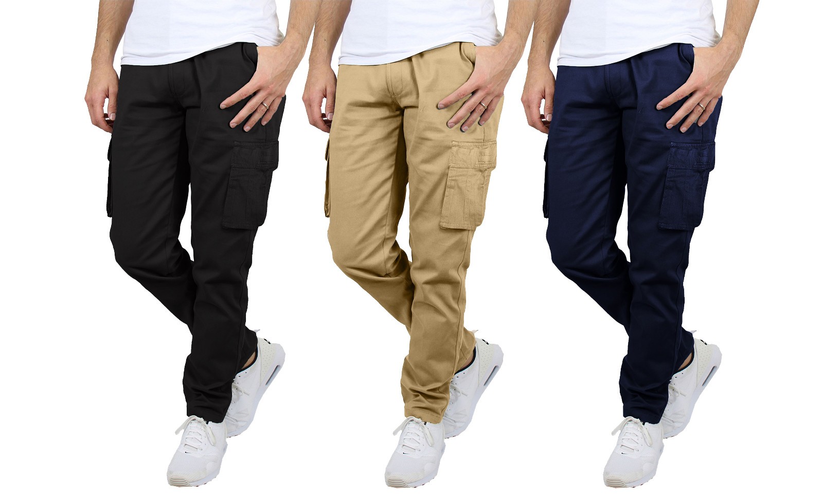 Men’s 3-Pack Flex-Stretch Cotton Cargo Pants (Sizes 30-44) – New with Free Ship