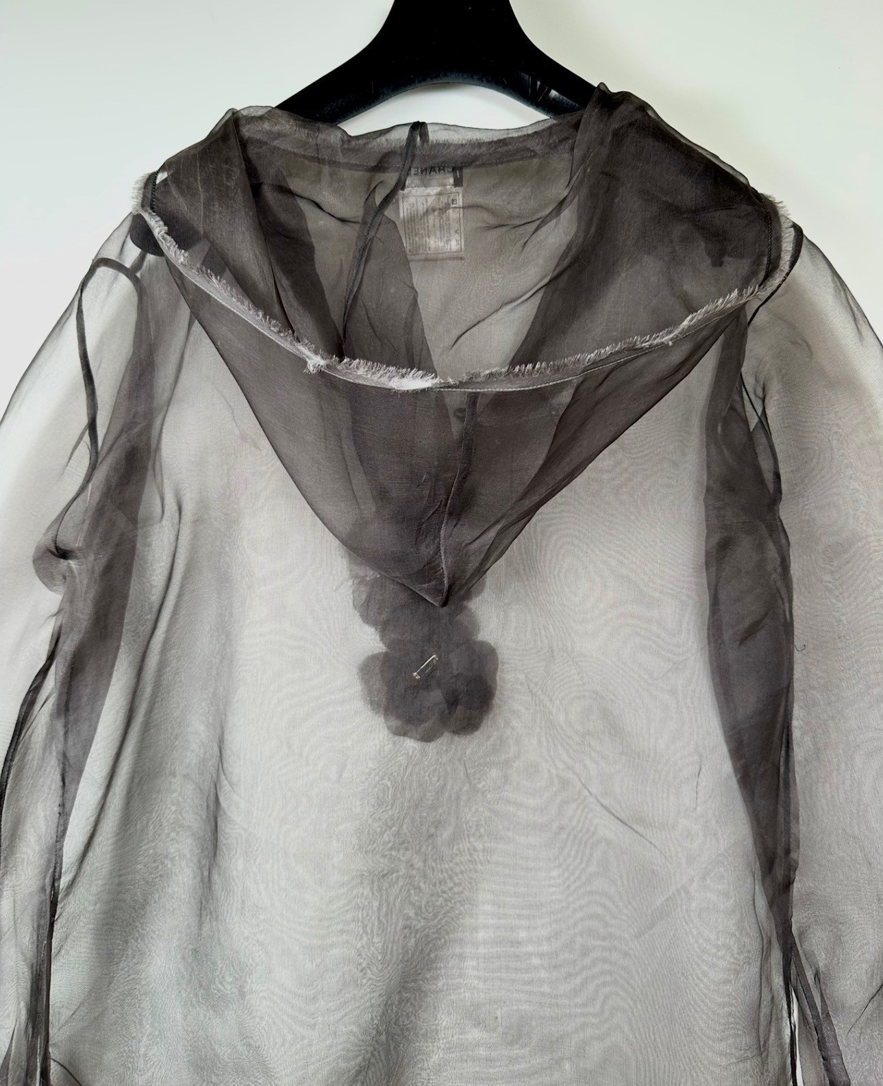 Chanel Vintage 2008 Black Sheer Jacket Coverup Dress 44 46 10 12 Swim Top M L