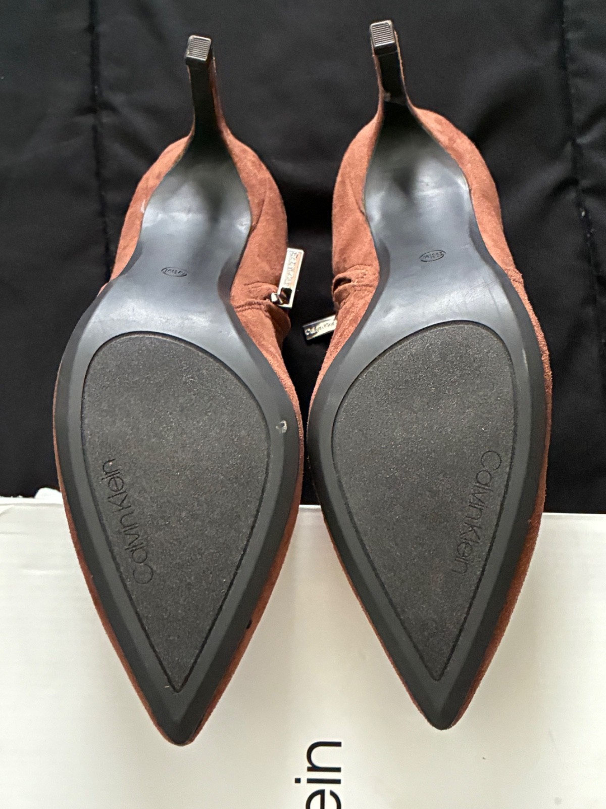 HOT! Calvin Klein Med Brown “Desert Flair” Hessica Stiletto Heel Boots Size 9.5