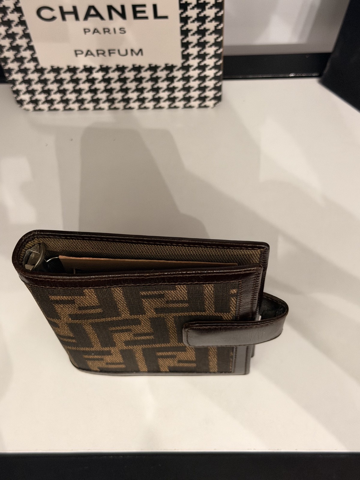 Fendi Zucca Monogram Brown Leather Agenda Planner Cover Ring Binder