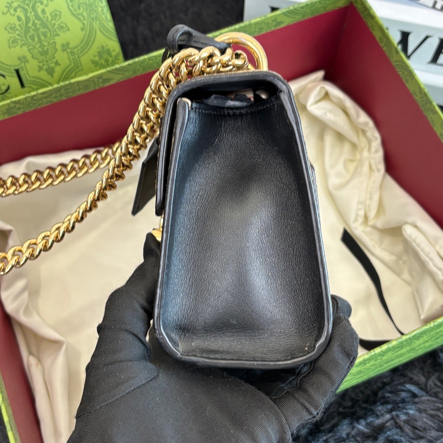 Gucci Pre-Owned Authentic Box Clutch Ebene 20x7x13 Free Tracked Shipping