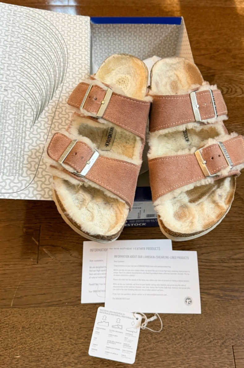 Birkenstock Arizona Shearling sandals Pink Clay size 39 (US 8-8.5) w/box used