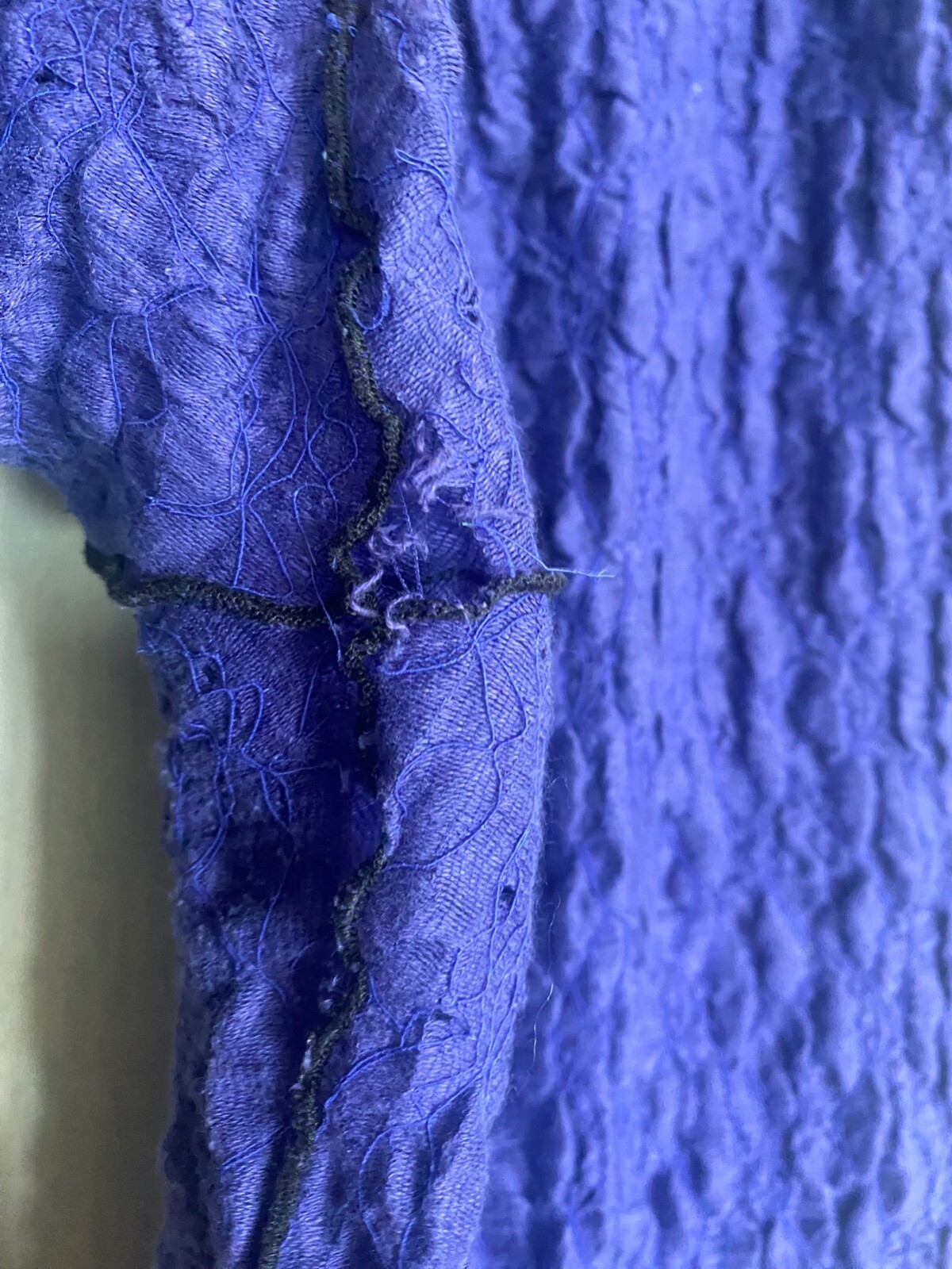 NOBLU / BREAKFAST IN TOKYO Lagenlook Purple Crinkle Gauze Cotton Pants w Mesh M