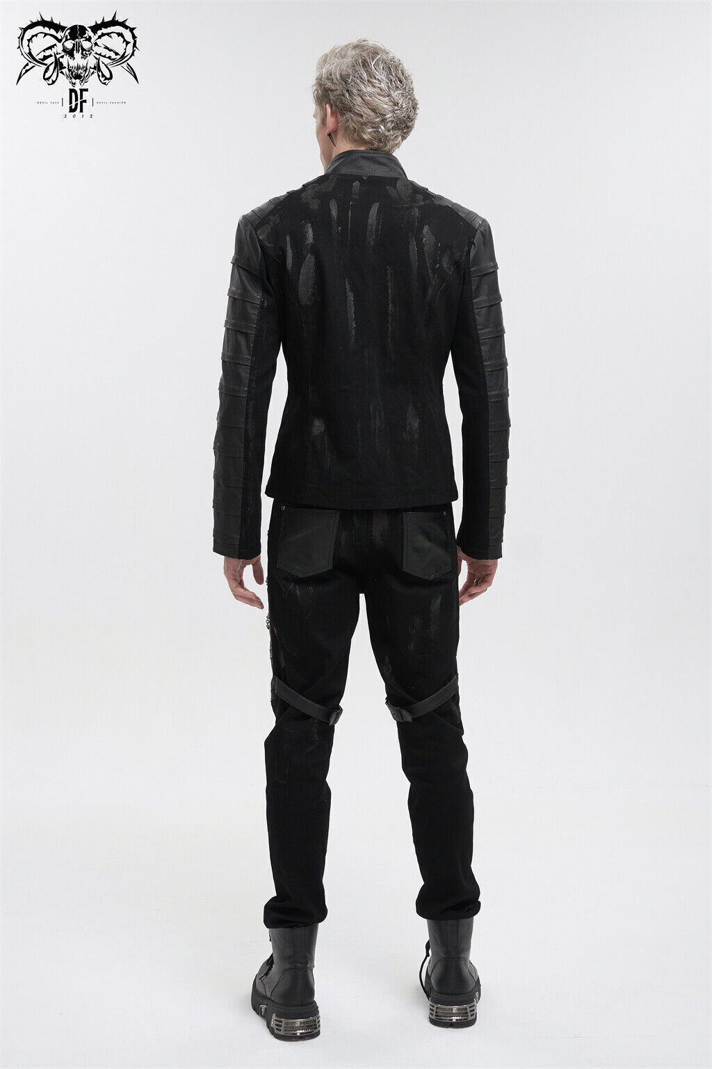 Devil Fashion Black Gothic Punk Rock Daily Wear Slim Fit Short Jacket For Men