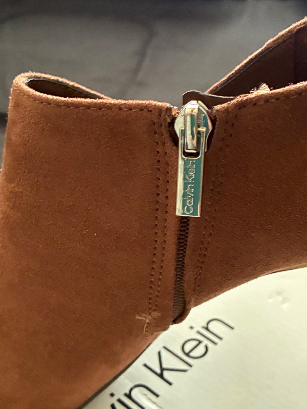 HOT! Calvin Klein Med Brown “Desert Flair” Hessica Stiletto Heel Boots Size 9.5