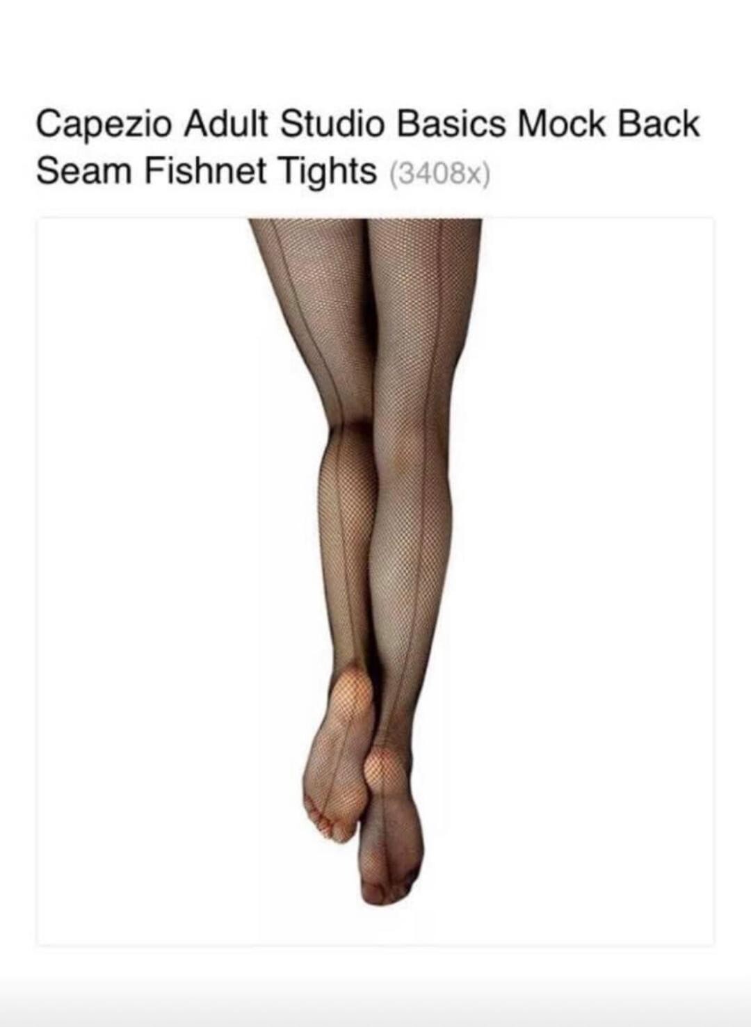 NWT Capezio Studio Basics Seamed Black Fishnet #3408 Footed Adult Dance TIghts