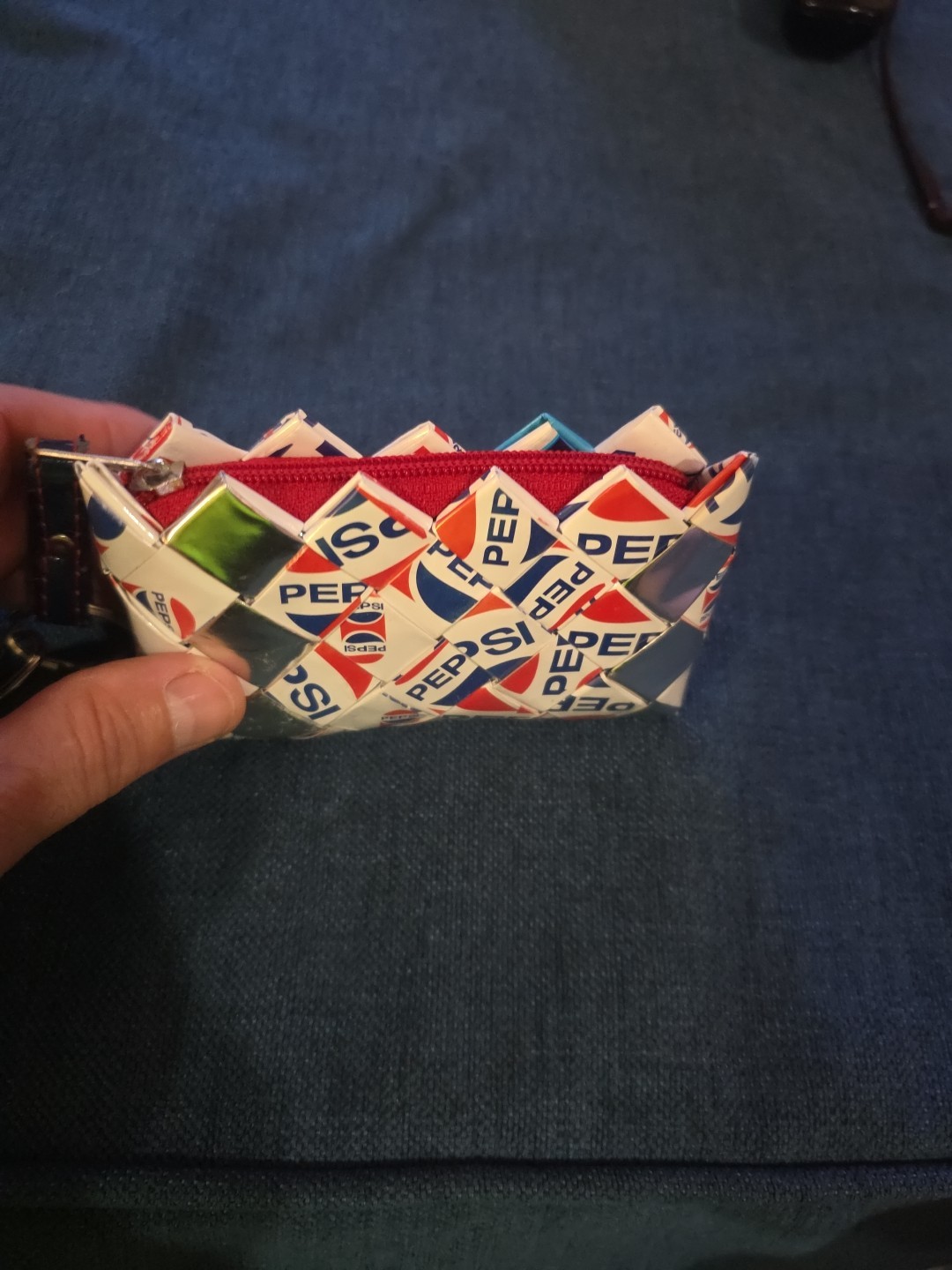 Pepsi Branded NAHUI OLLIN Candy Wrapper Coin Purse Red White Blue handmade Small