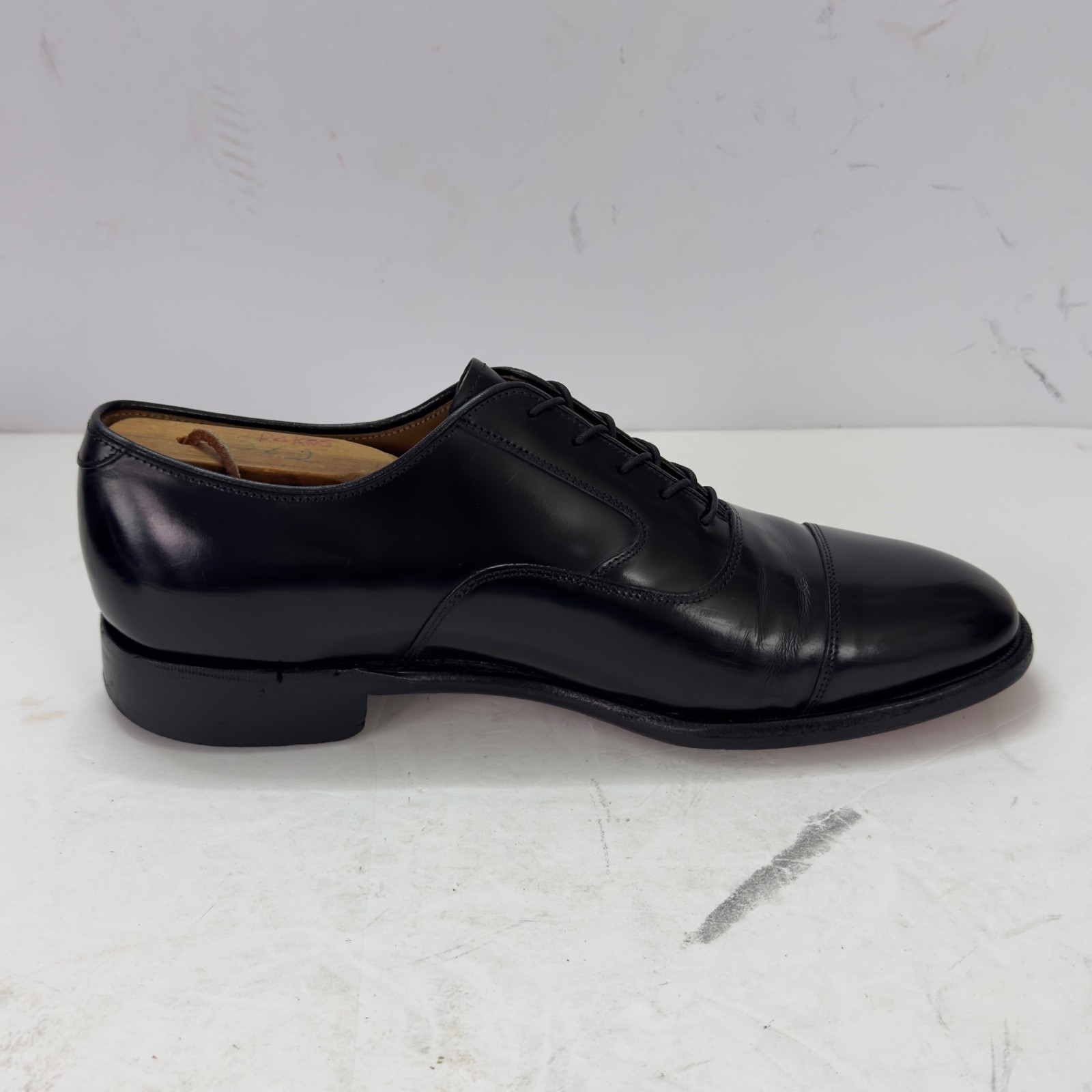 Johnston & Murphy Mens US 8.5 D Black Leather Cap Toe Oxford Dress Shoes 24-9311