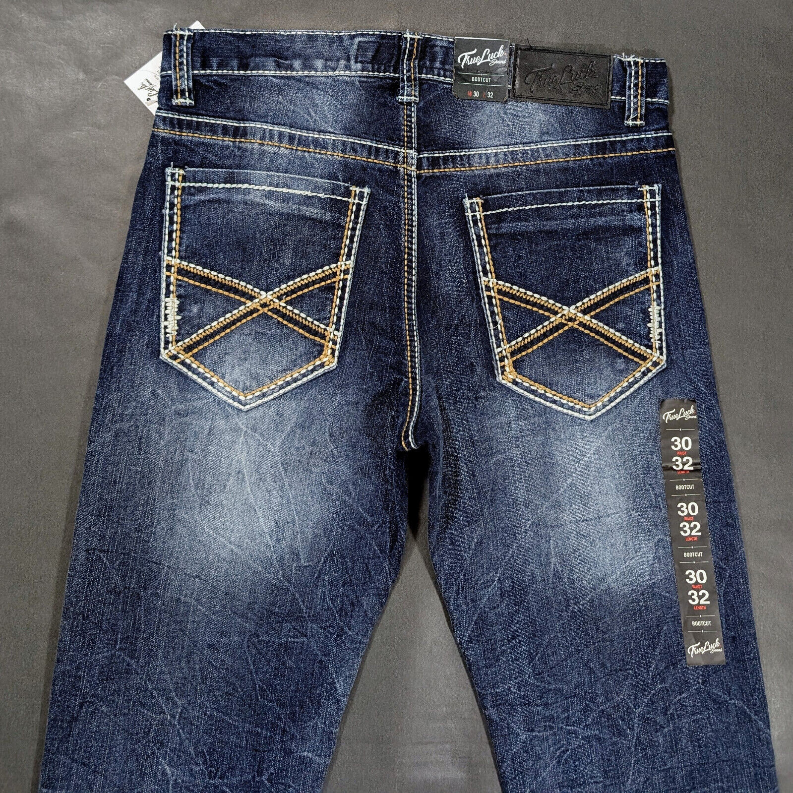 True Luck Men’s Classic Stretch Bootcut Jeans Pants 30×30 36×32 34×30 Stitch
