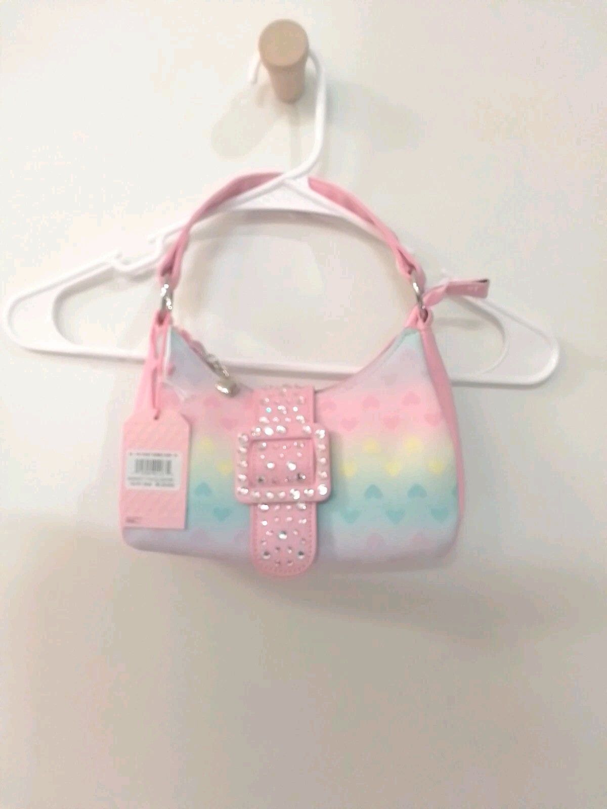 Miss Gwen’s OMG Accessories Rainbow Ombre Heart Buckle Mini Crescent Purse Bag