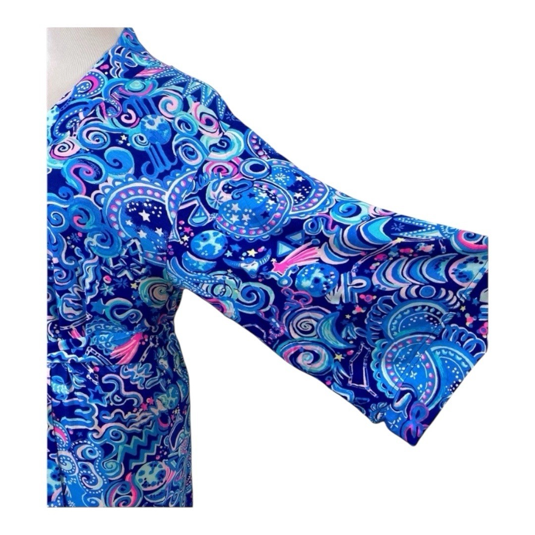Lilly Pulitzer Lina Robe Sz S/M Lapis Lazulu Kosmic Kismet Jersey Knit