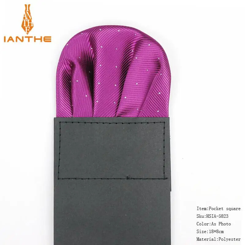 Men’s Satin Silk Pre Folded Pocket Square Hankie Hankerchief Polka Dot Party ,