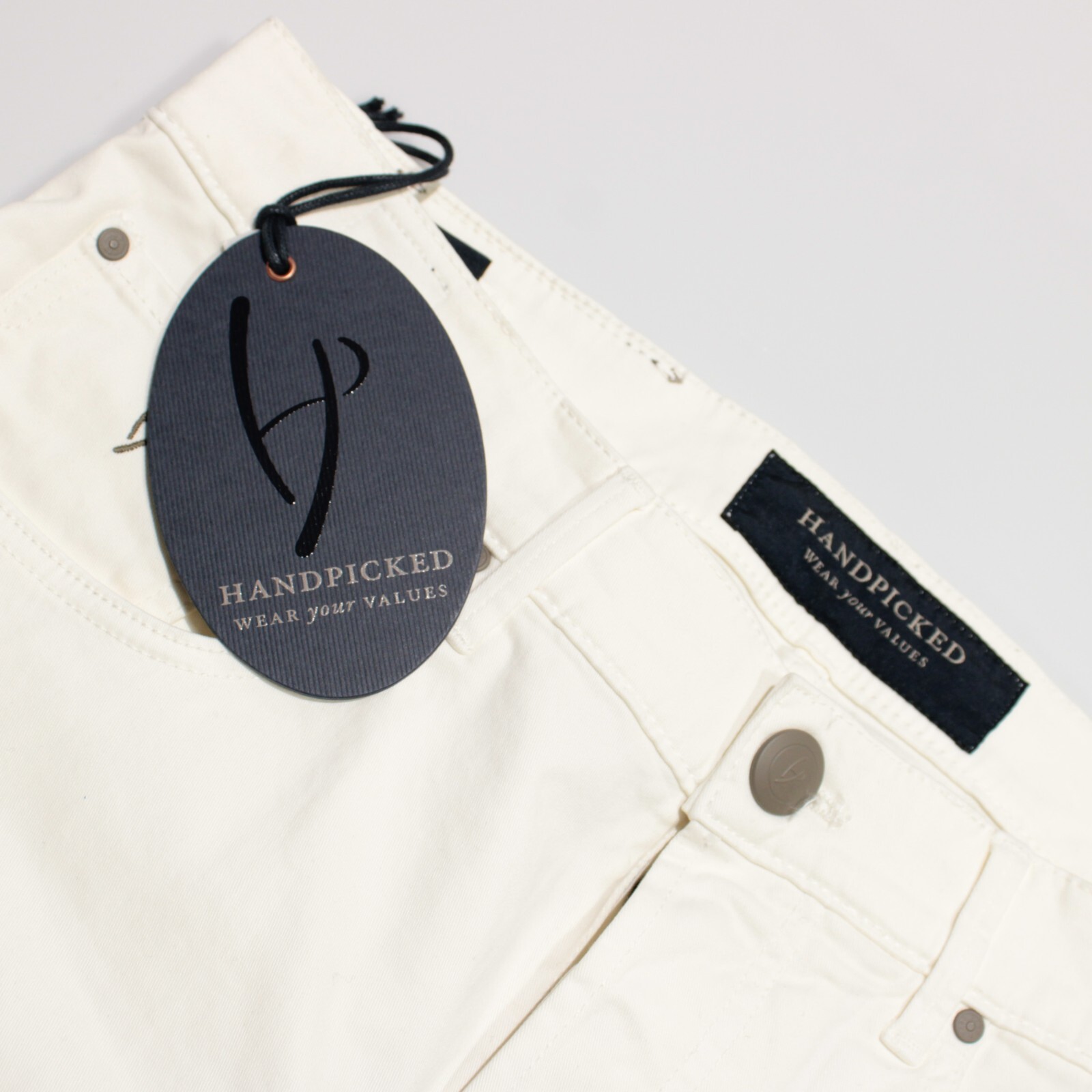 Handpicked NWD Cotton Blend Five Pocket Jean Cut Pants Size 32 In Solid White