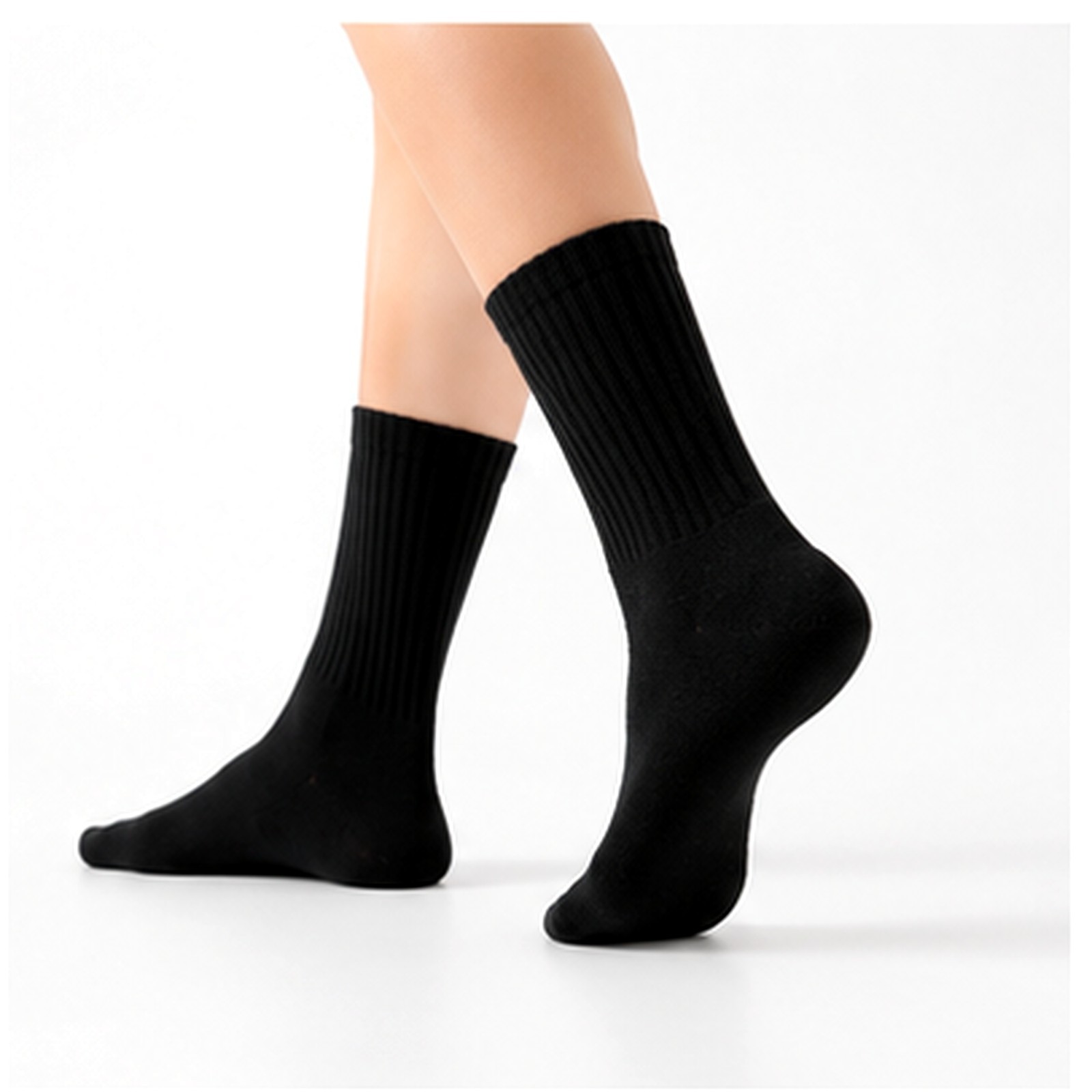 Women High Rib Crew Socks 10 Pairs Cotton Cushioned Odor Free Athletic Casual