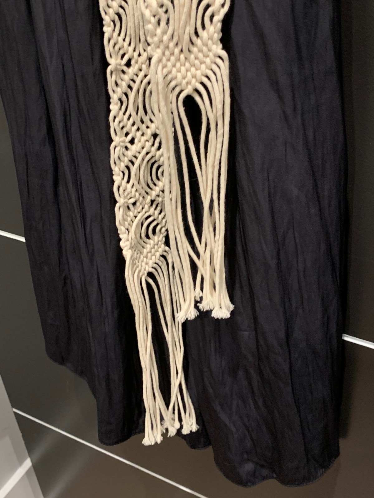 Ramy Brook May Dress Black L Boho Belt NWT