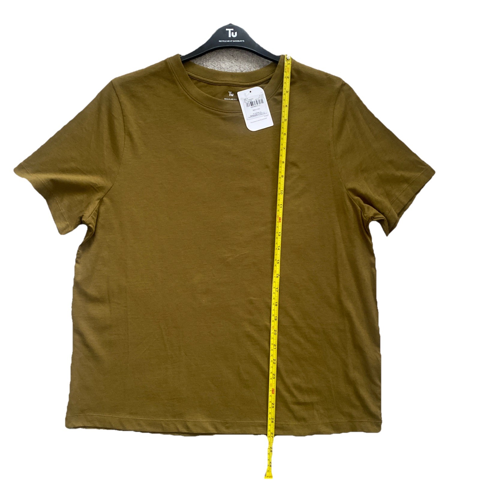 Ladies Dark Green Cotton Short Sleeve T-Shirt / Top Size 16 Round Neck New