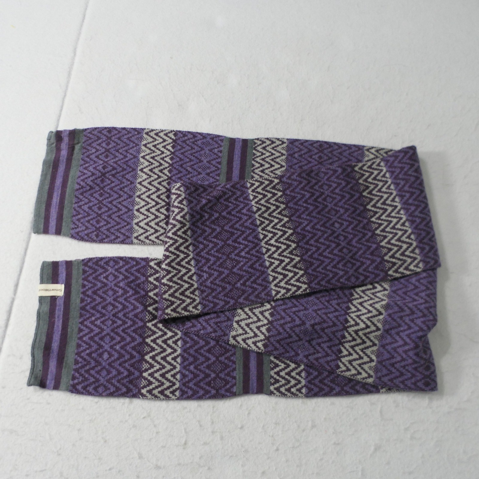 Smartwool Scarf 68″ Purple Gray Chevron Merino Knit Gorpcore Winter Outdoor Cozy