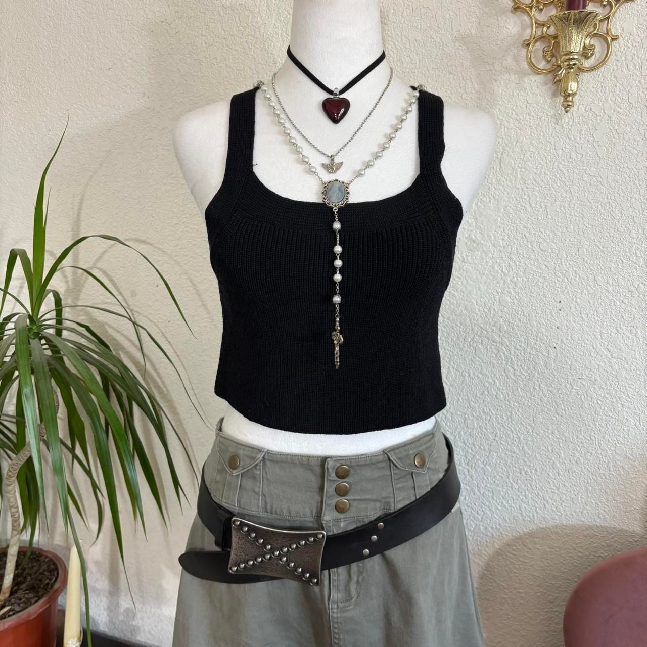 Wilfred Black Ribbed Tie-Back Cropped Tank Top
