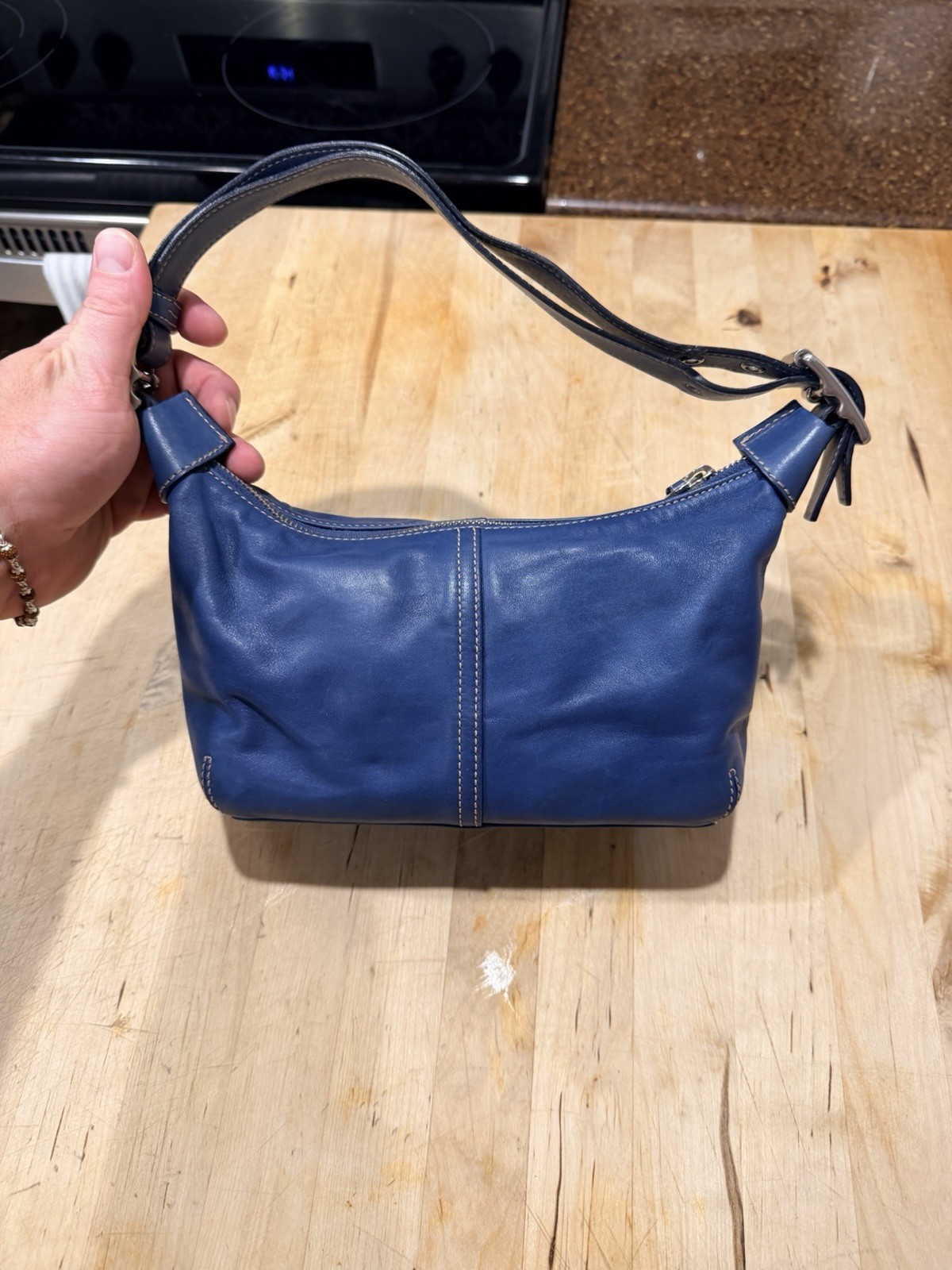 Vintage Coach Legacy Demi Hobo Shoulder Bag Blue Leather 9564